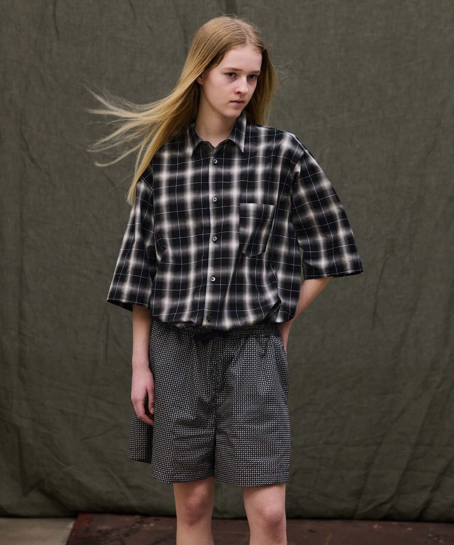 Check Wide Short Sleeve Shirt