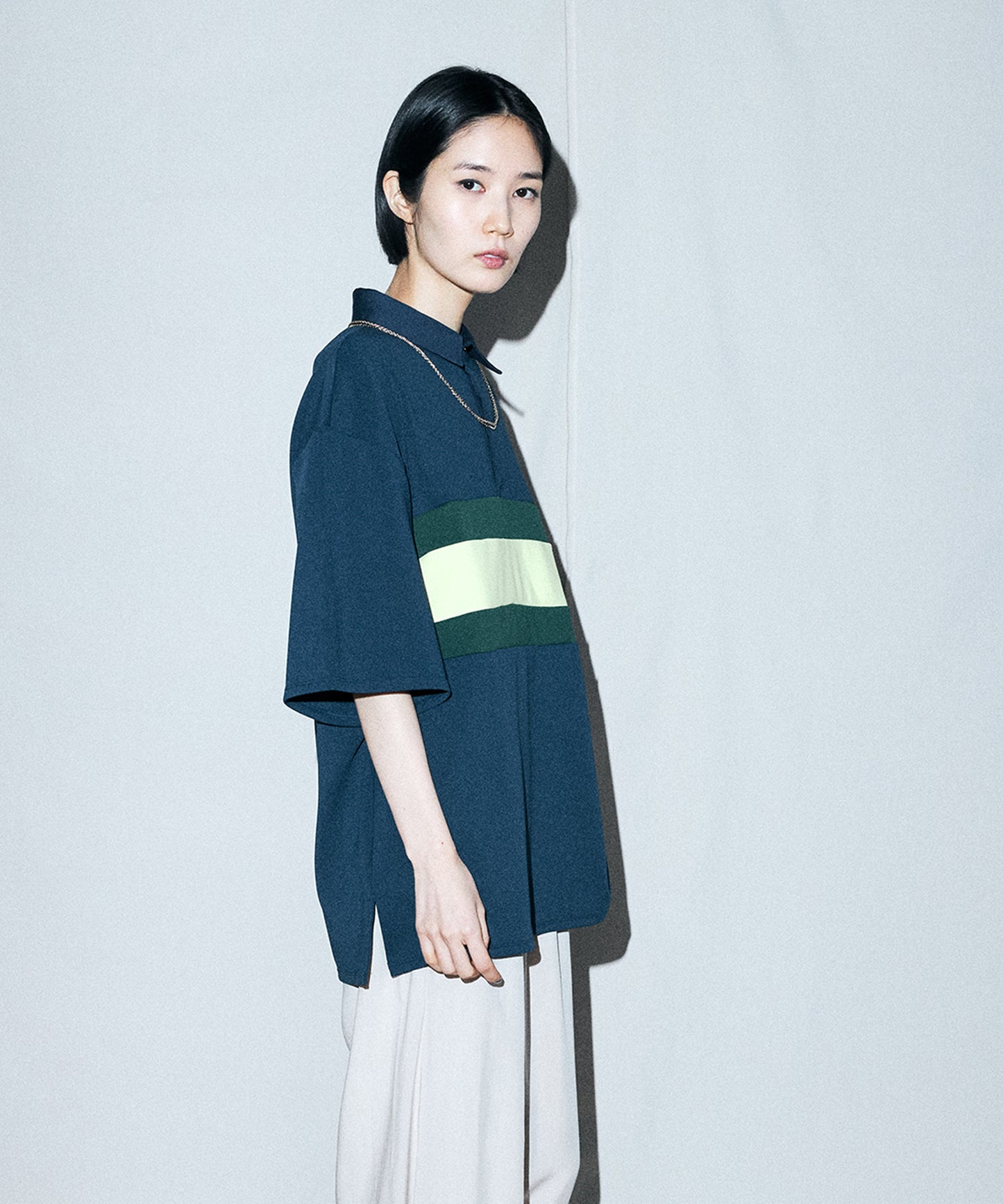 Aqua Jersey Polo Neck