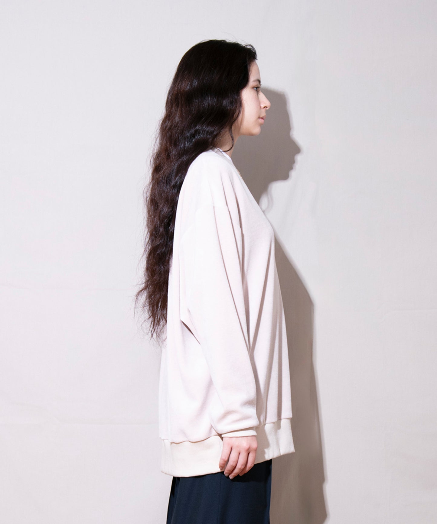 Heavy velor V-neck L/S
