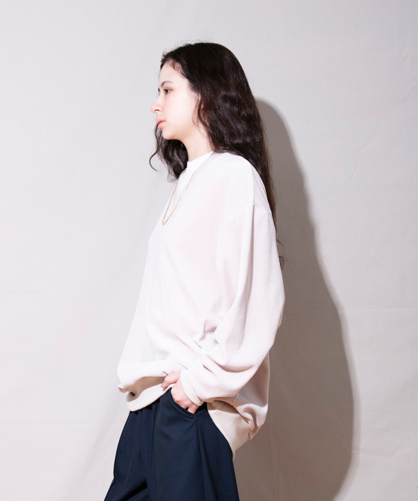 Heavy velor V-neck L/S