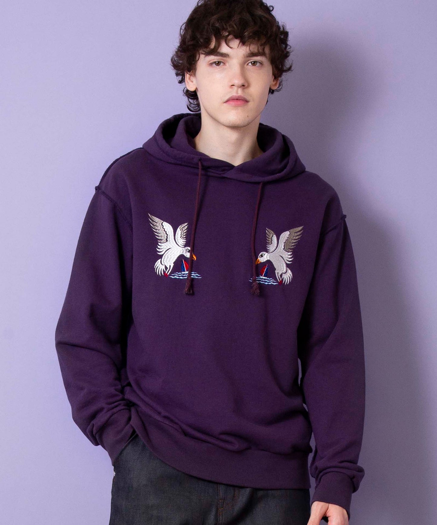 Seagull embroidered sweatshirt hoodie