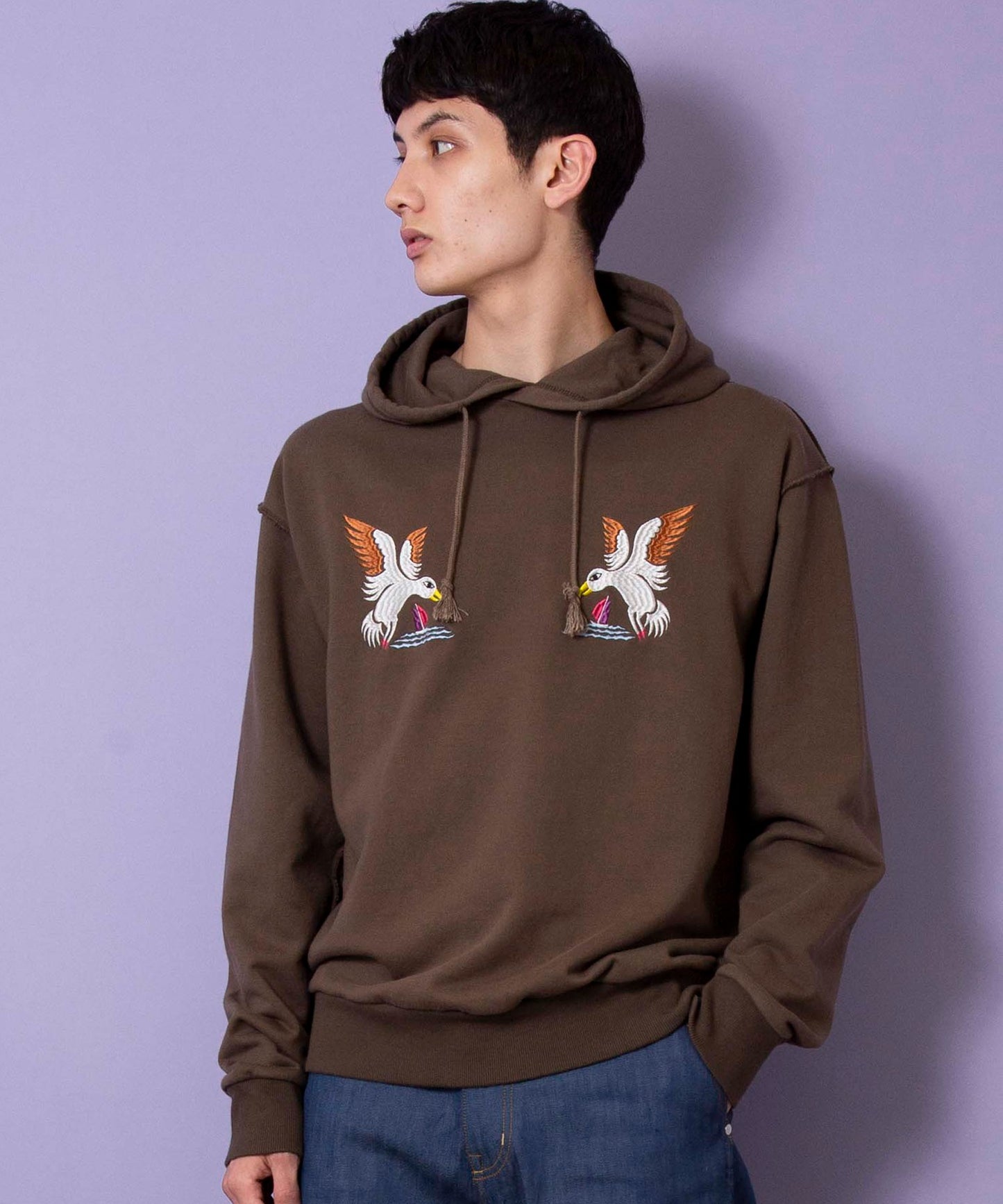 Seagull embroidered sweatshirt hoodie