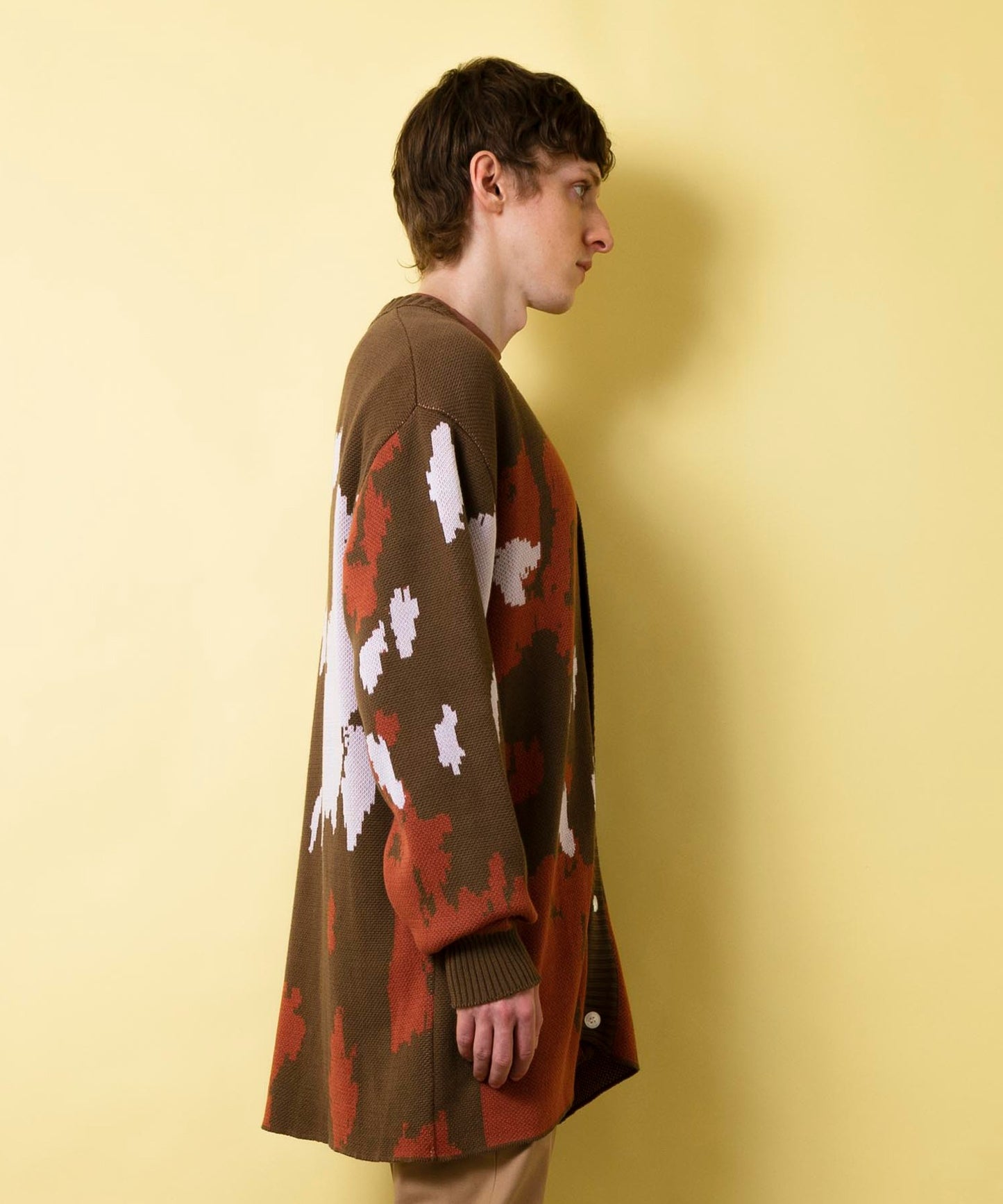 Camouflage jacquard knit cardigan