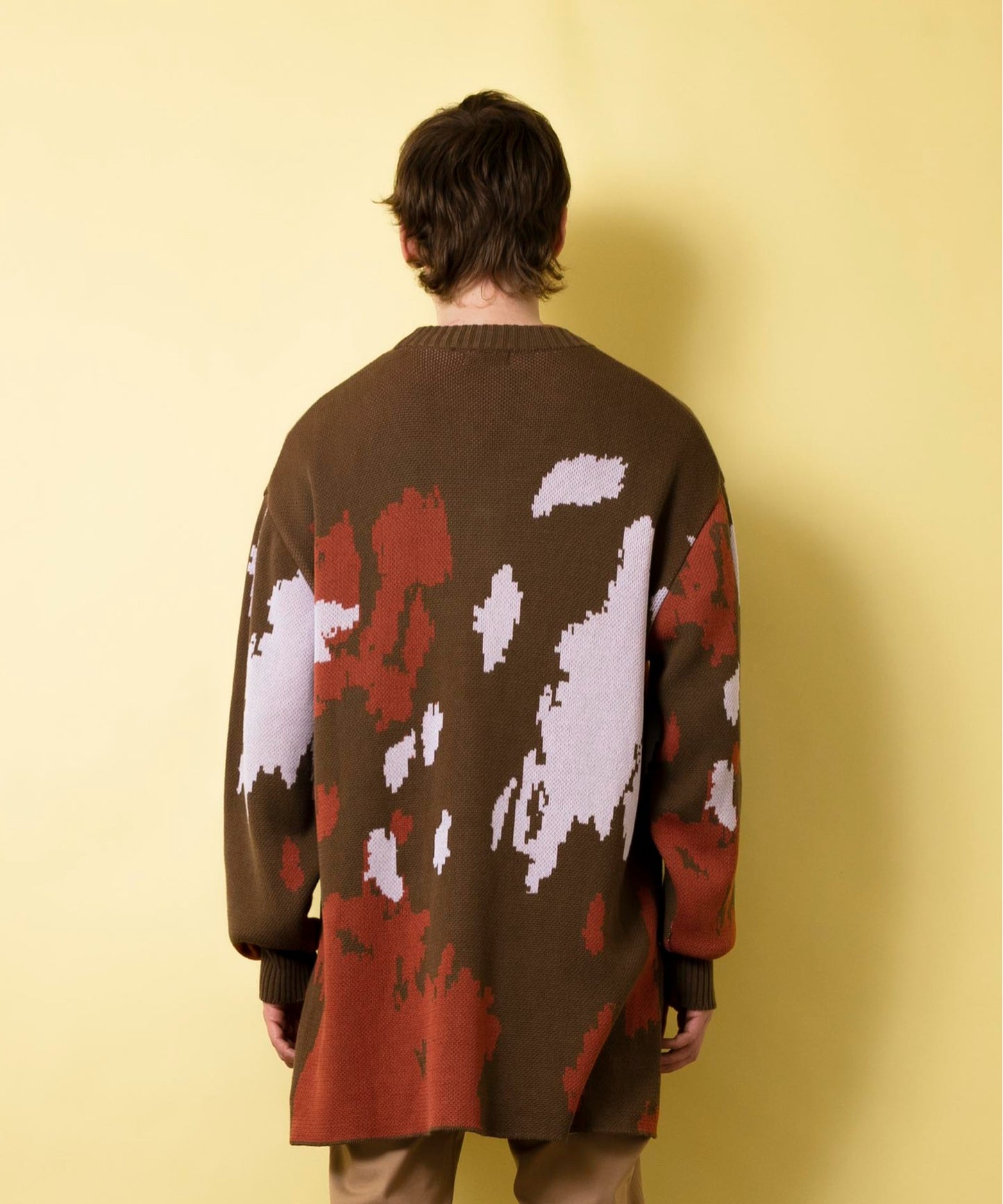 Camouflage jacquard knit cardigan