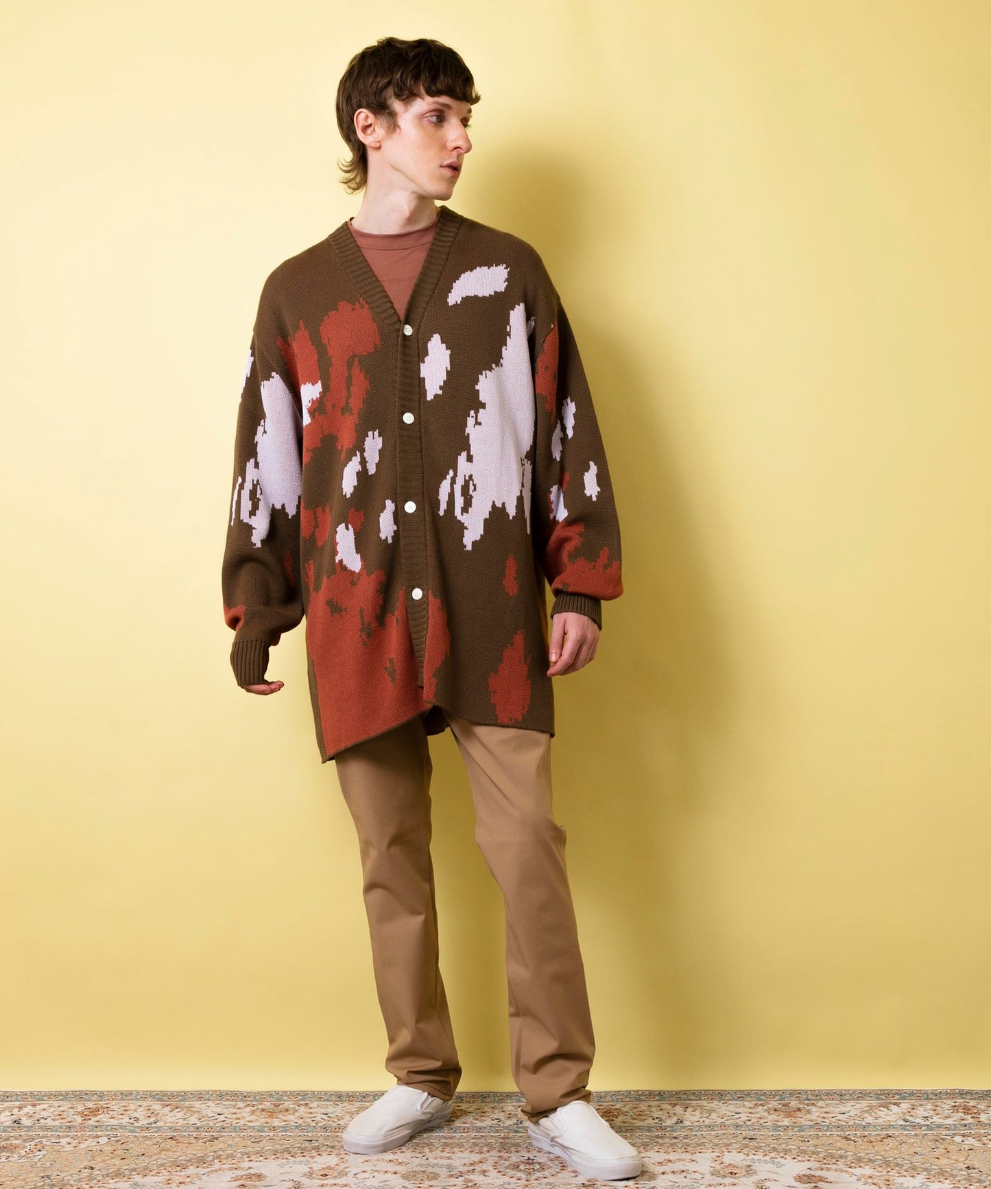 Camouflage jacquard knit cardigan