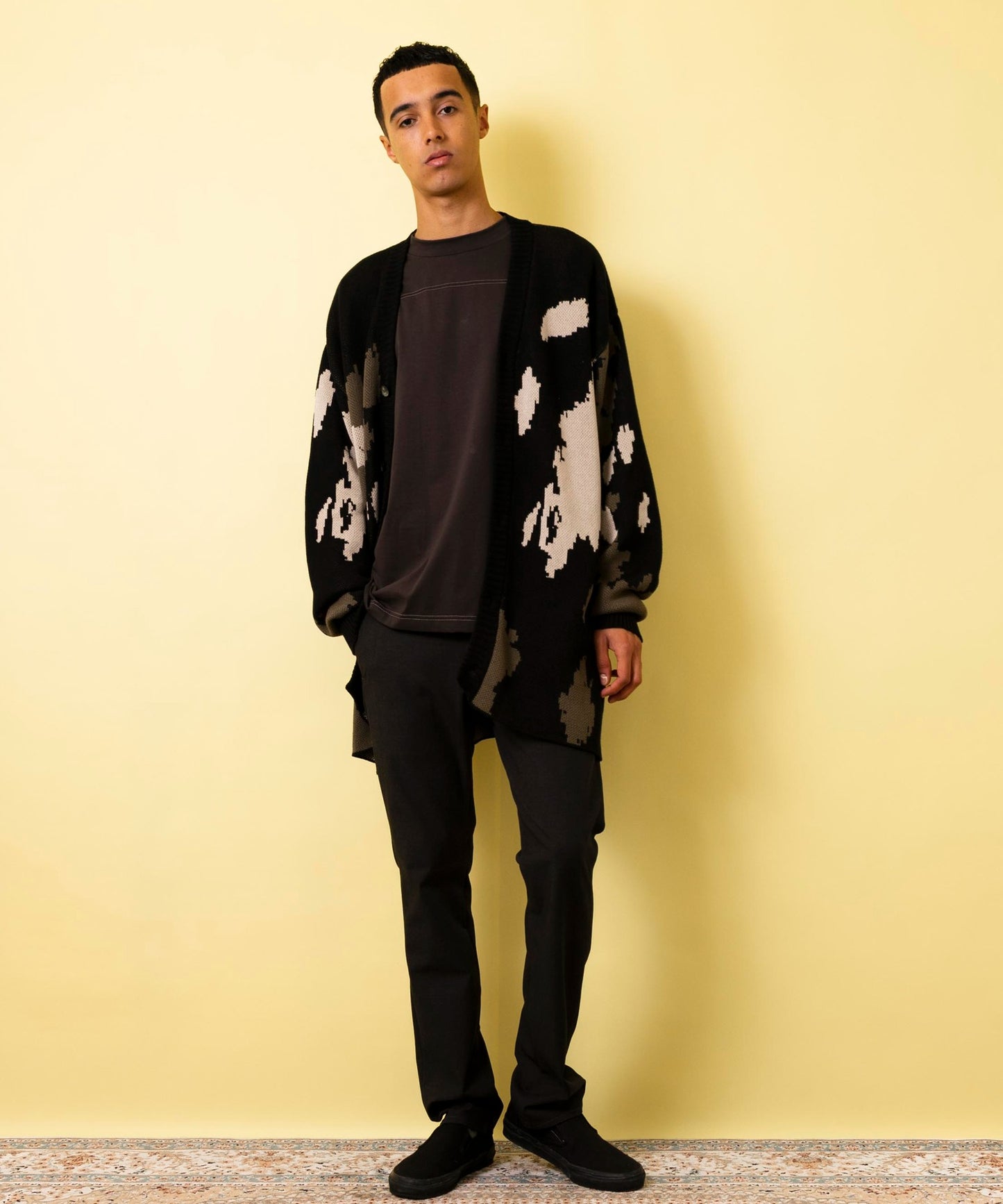 Camouflage jacquard knit cardigan