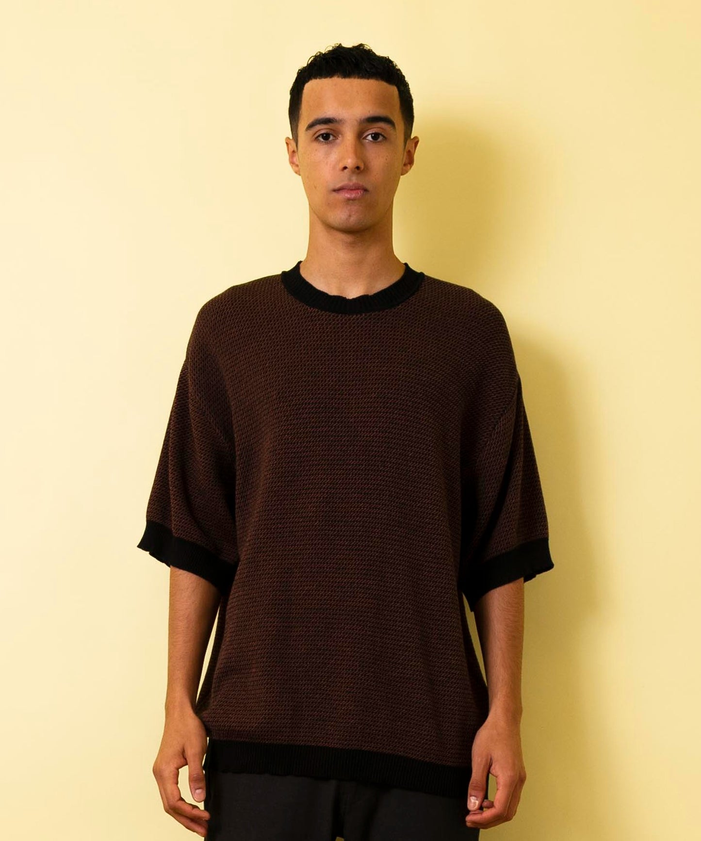 Jacquard knit crew neck T-shirt