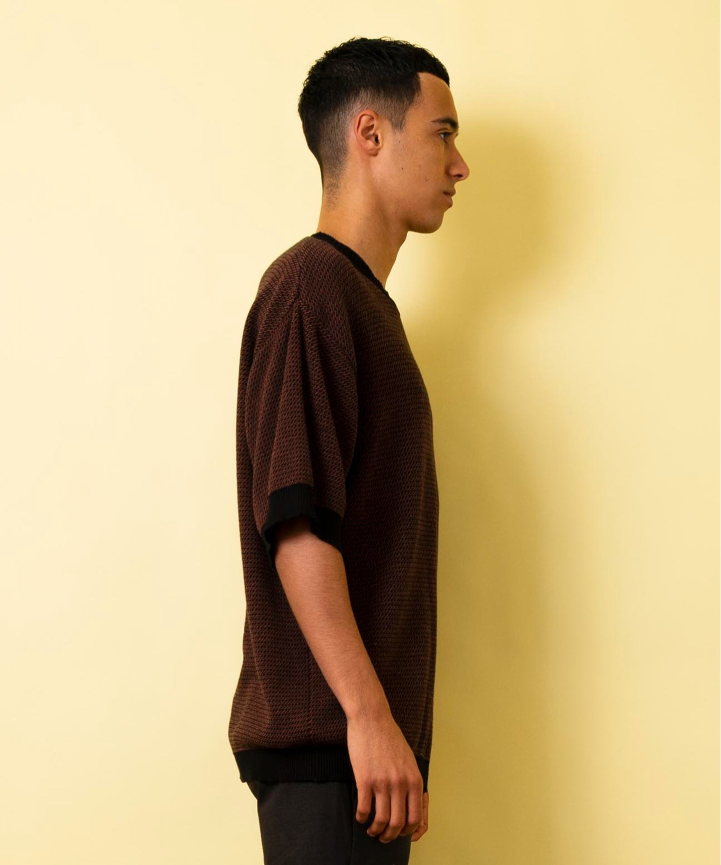 Jacquard knit crew neck T-shirt