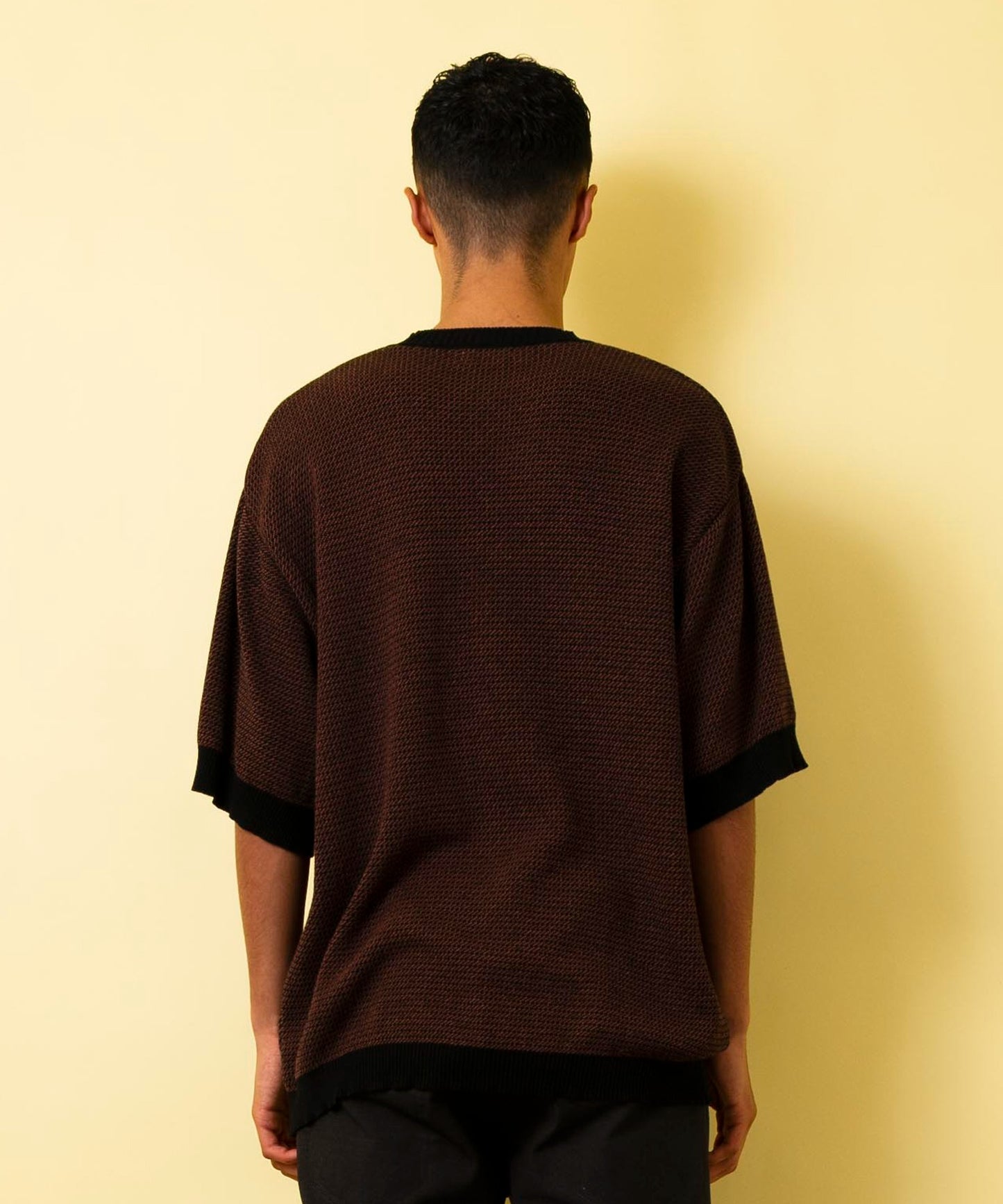 Jacquard knit crew neck T-shirt