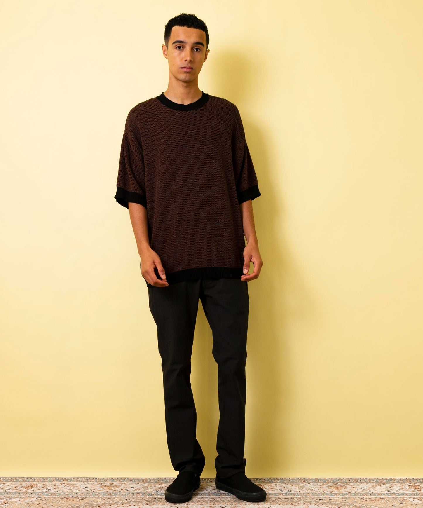 Jacquard knit crew neck T-shirt