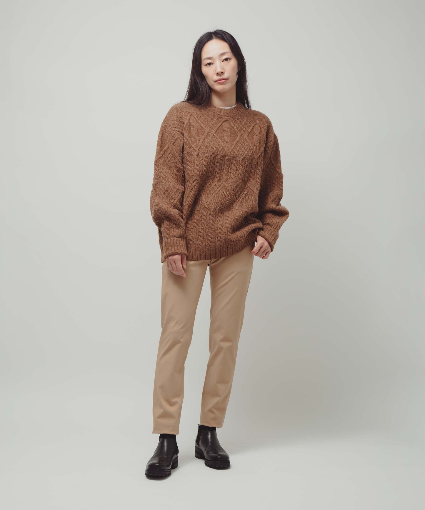 5G Aran pattern Crew Knit