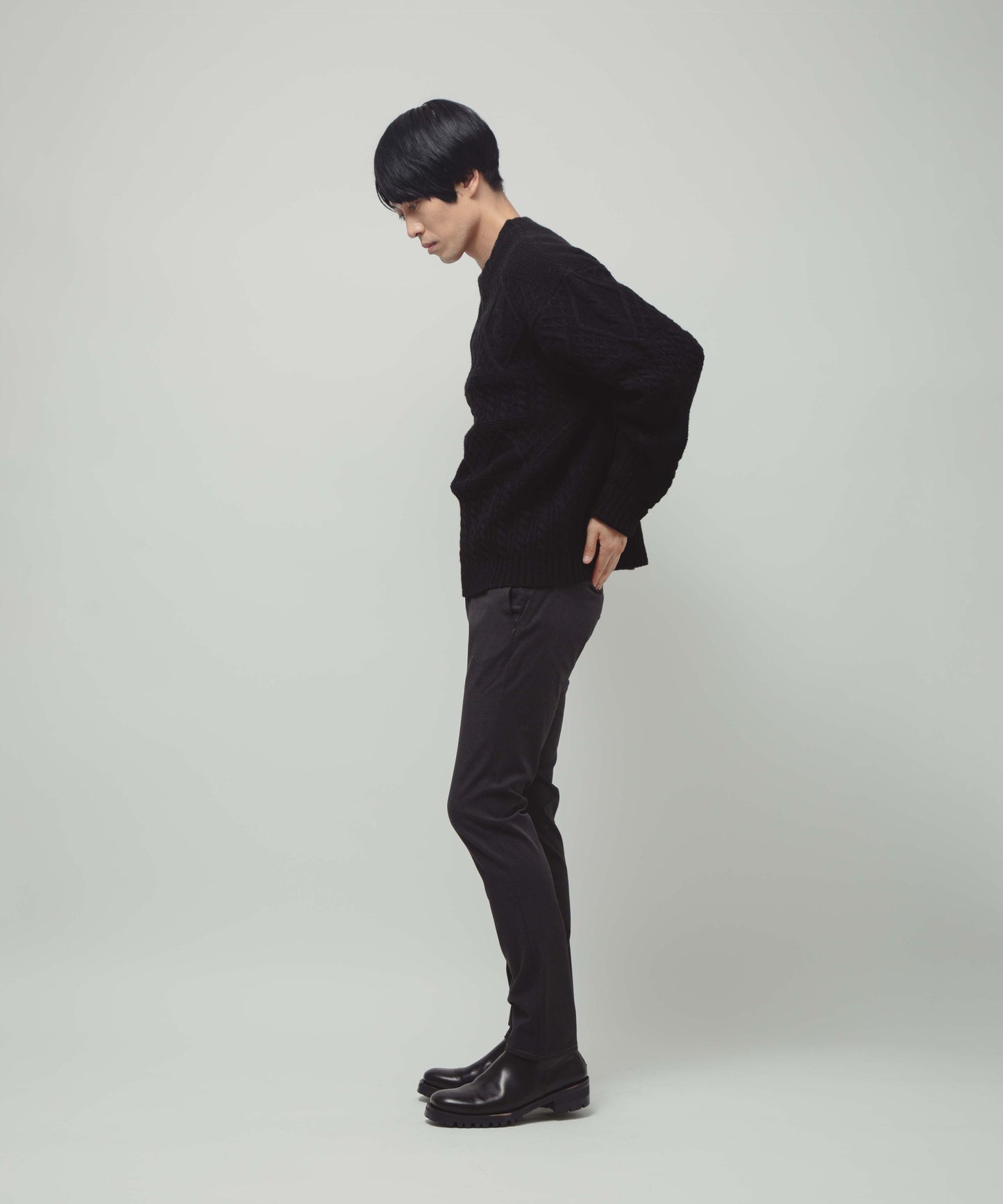 5G Aran pattern Crew Knit
