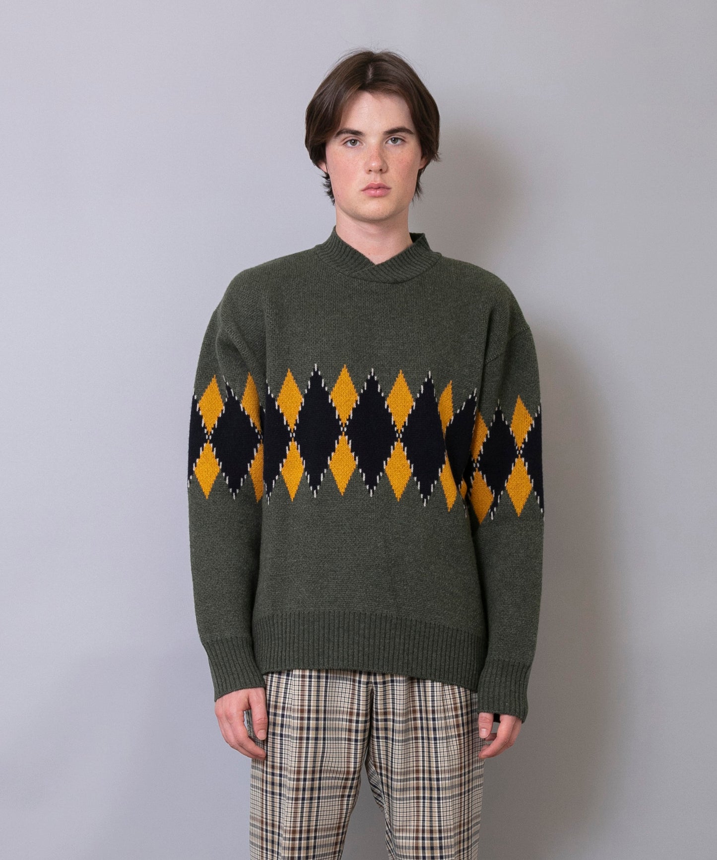 C/C 7G Argyle V-neck Knit