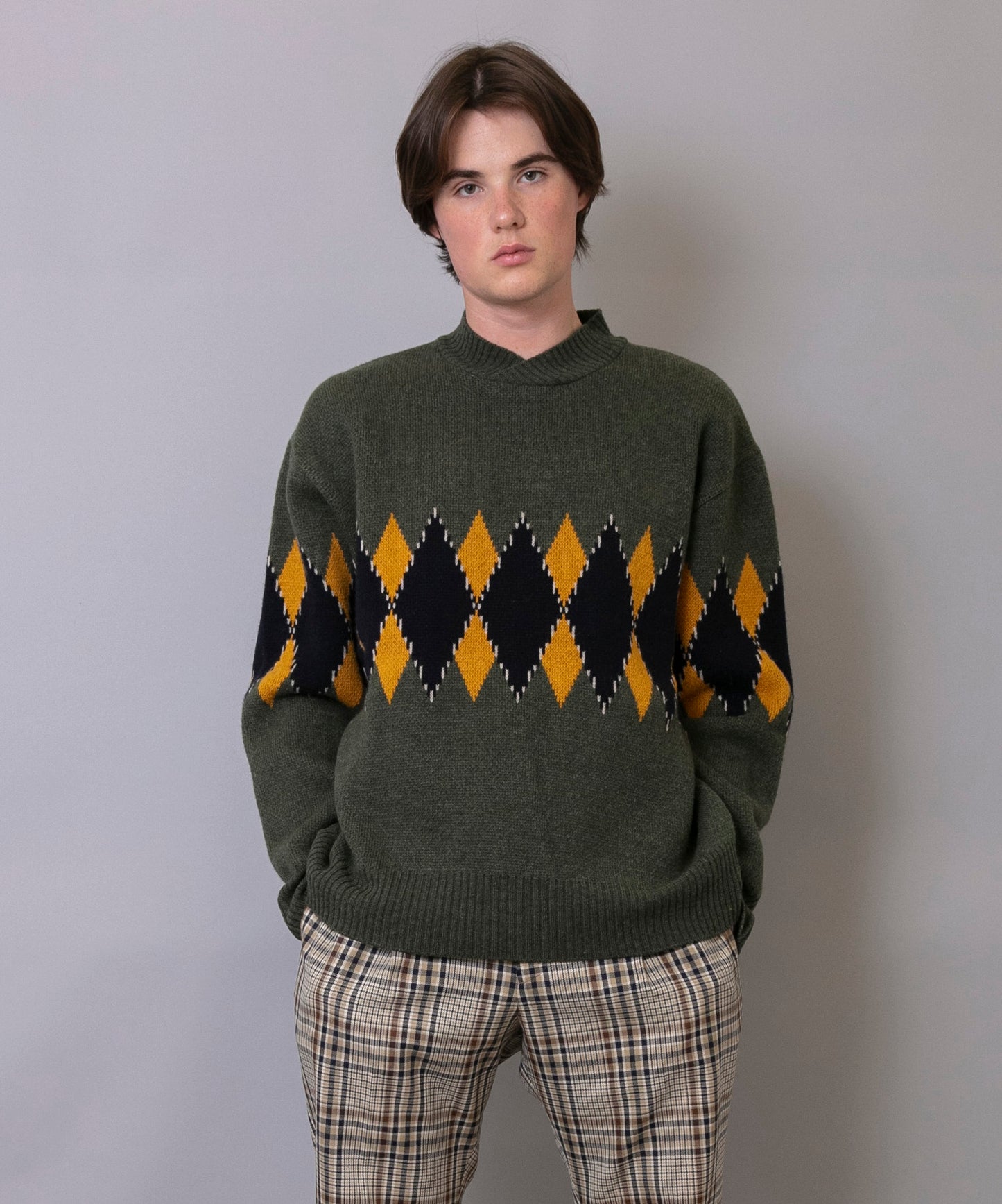 C/C 7G Argyle V-neck Knit