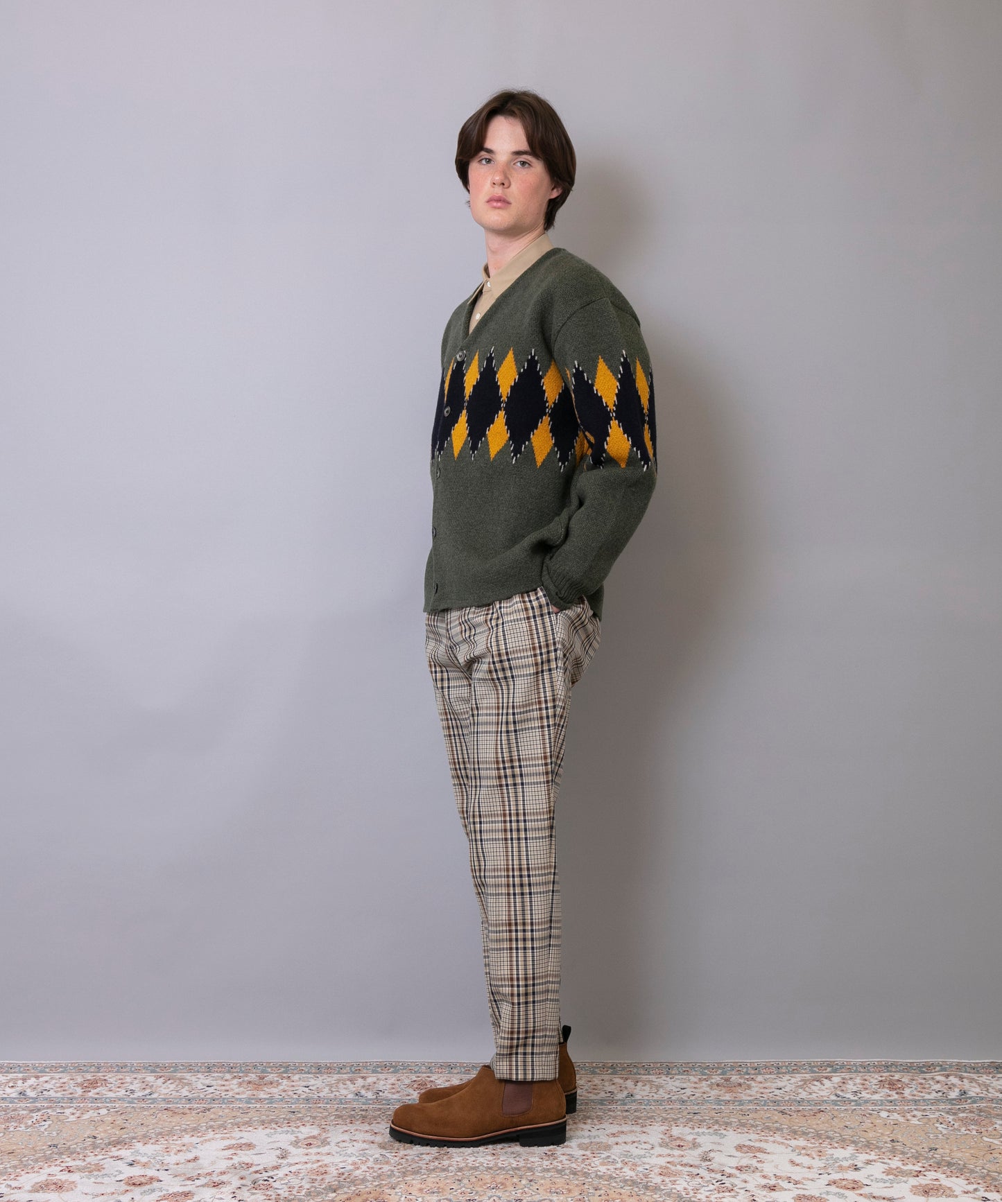 C/C 7G Argyle Cardigan Knit