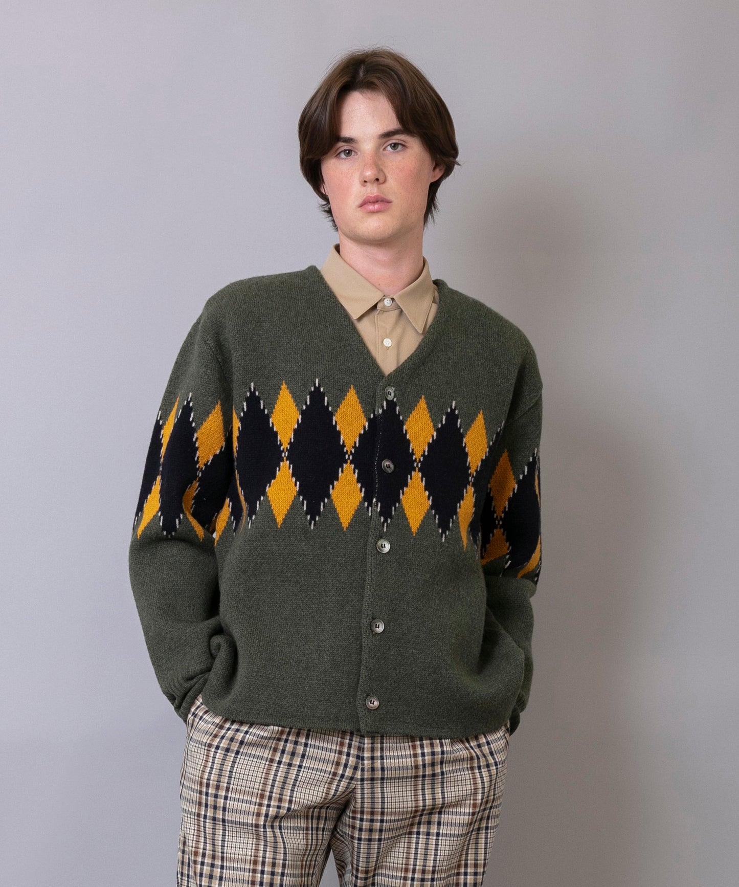 C/C 7G Argyle Cardigan Knit