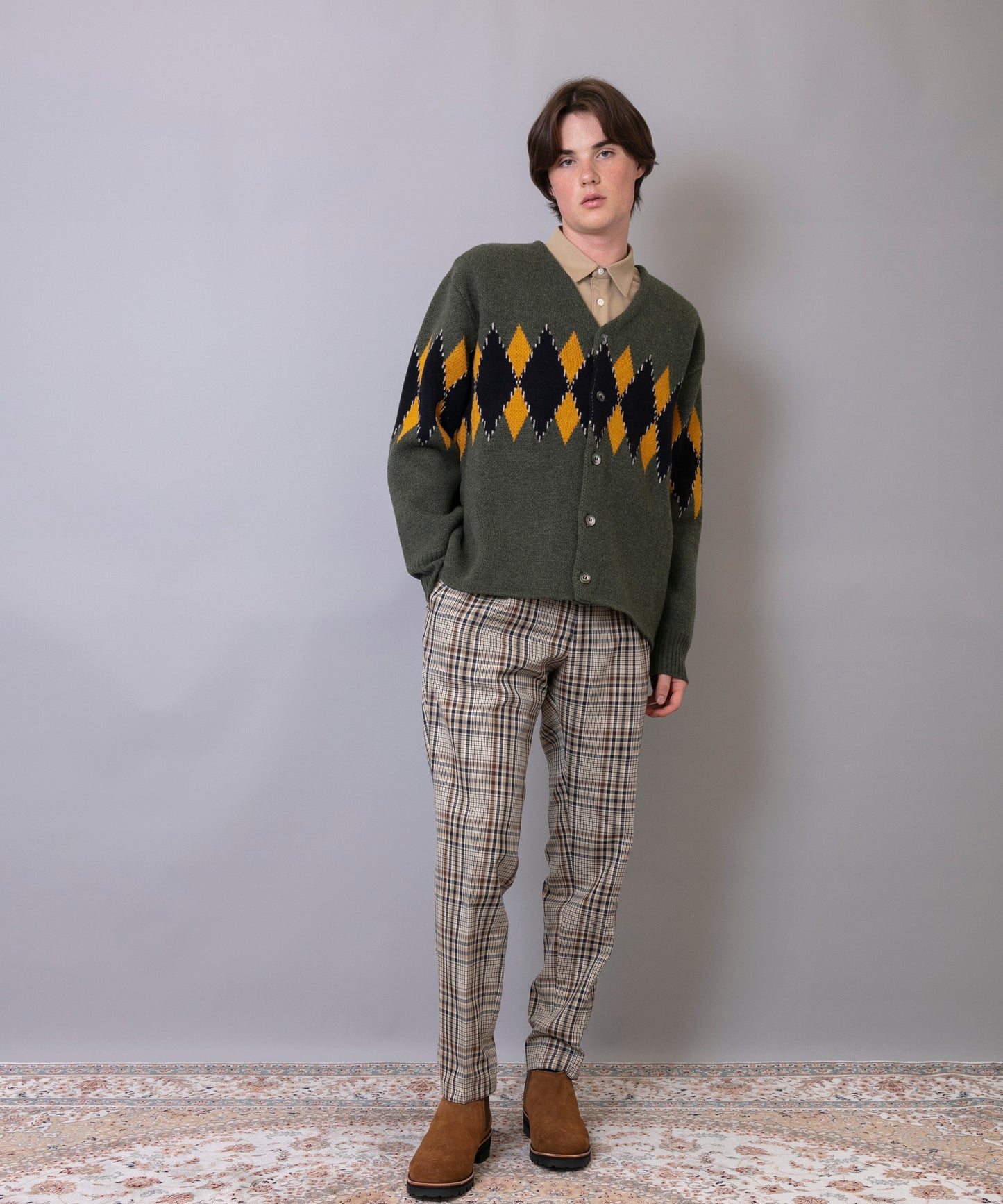 C/C 7G Argyle Cardigan Knit