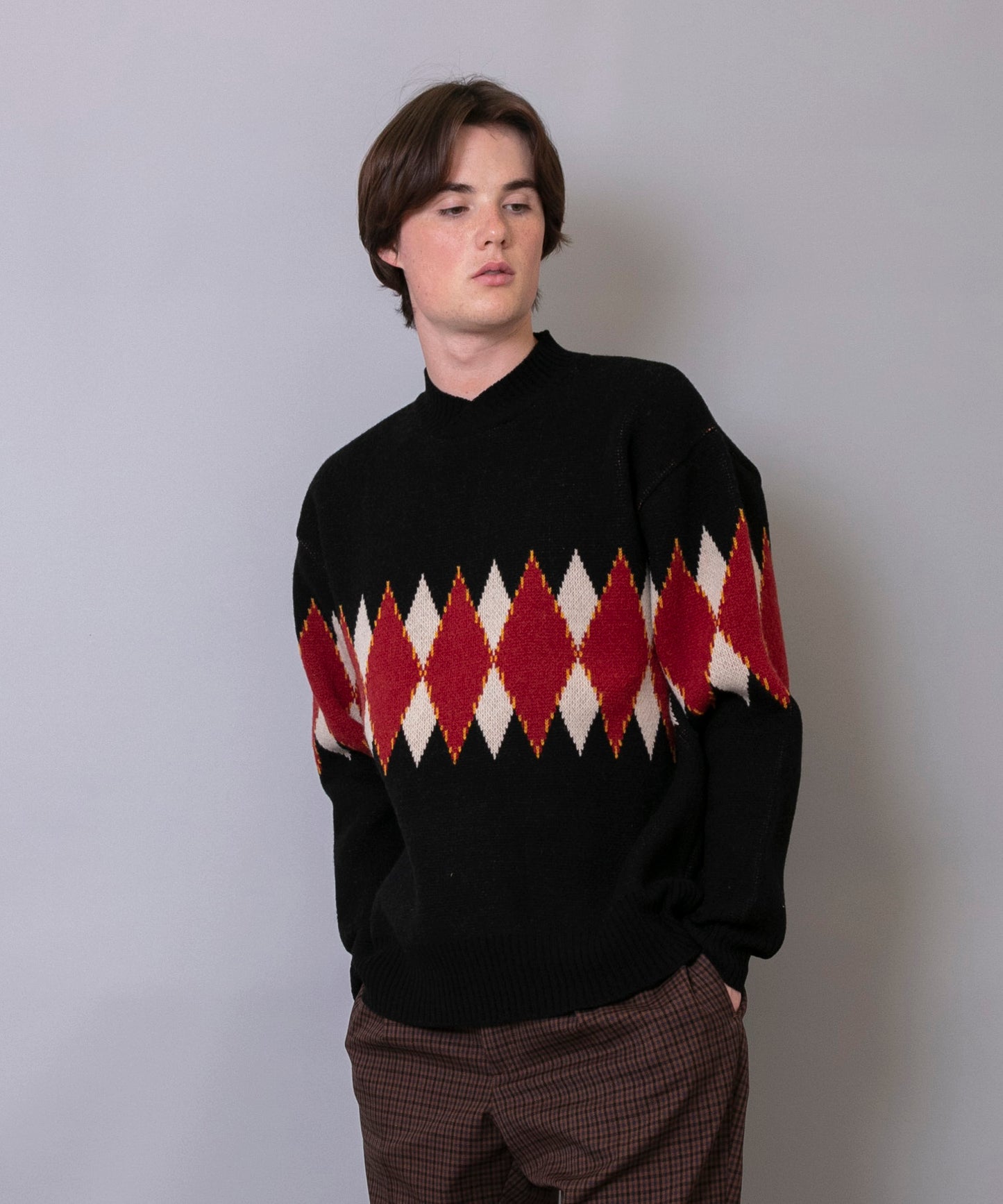 C/C 7G Argyle V-neck Knit