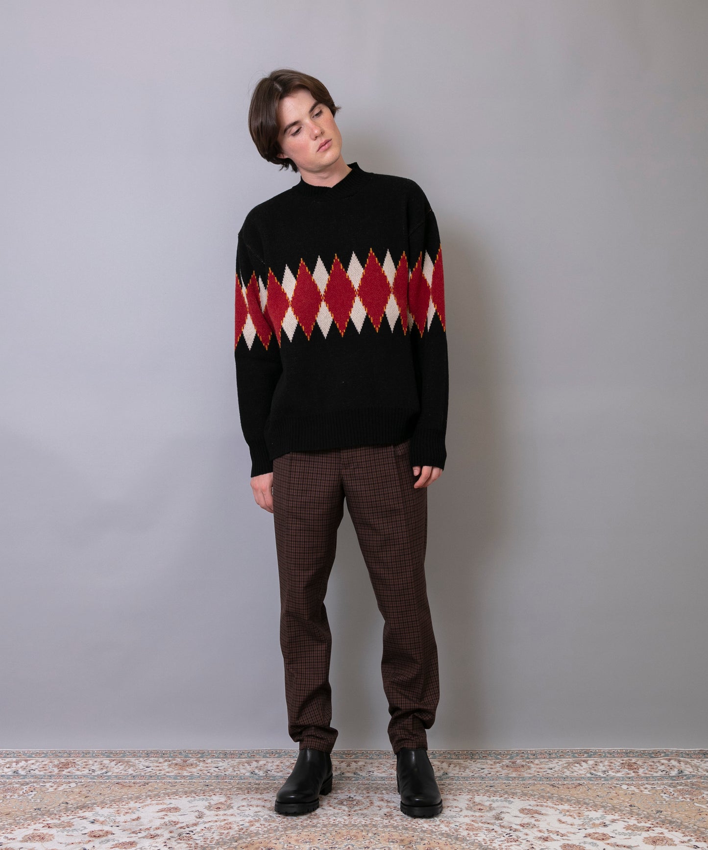 C/C 7G Argyle V-neck Knit