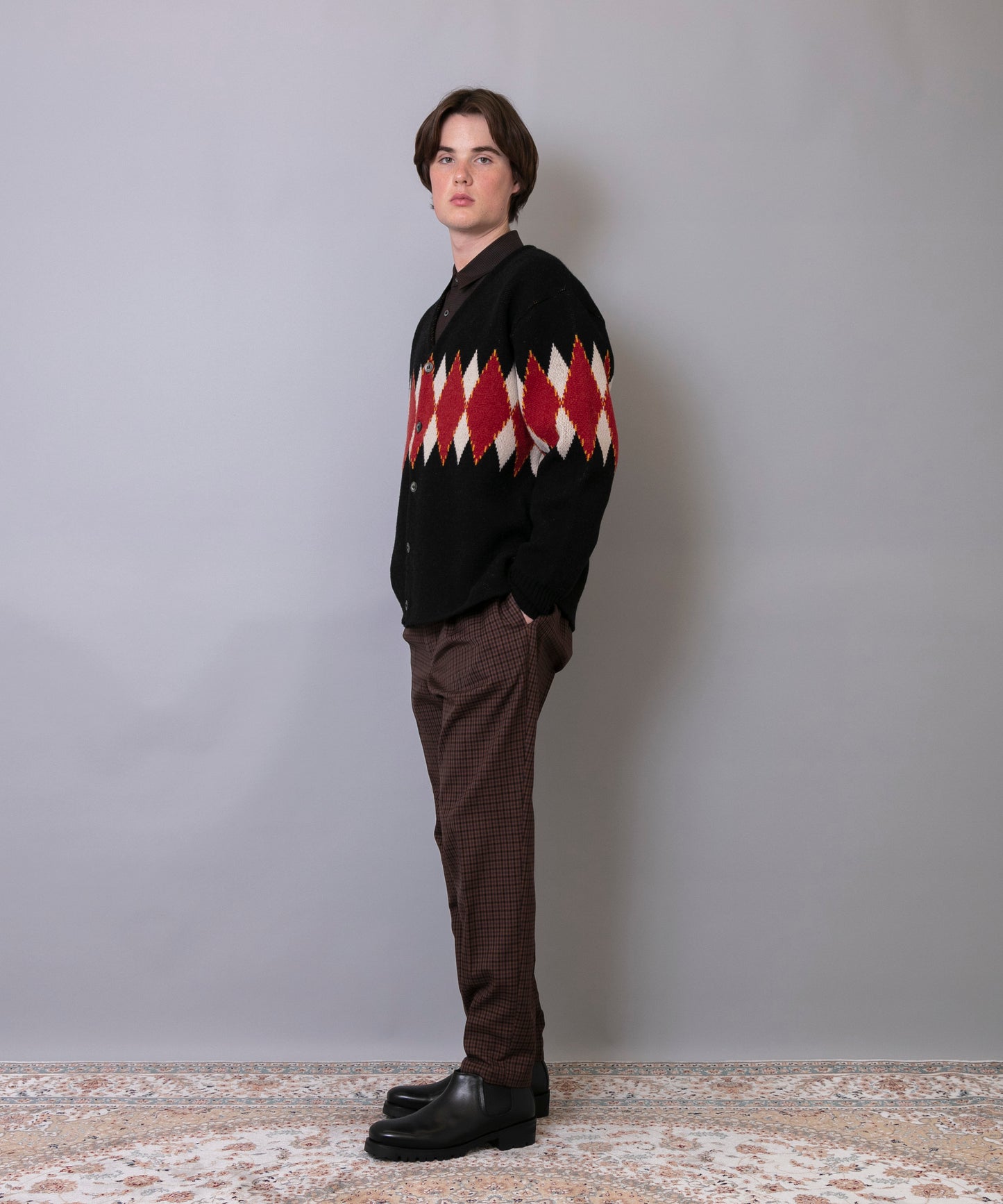 C/C 7G Argyle Cardigan Knit