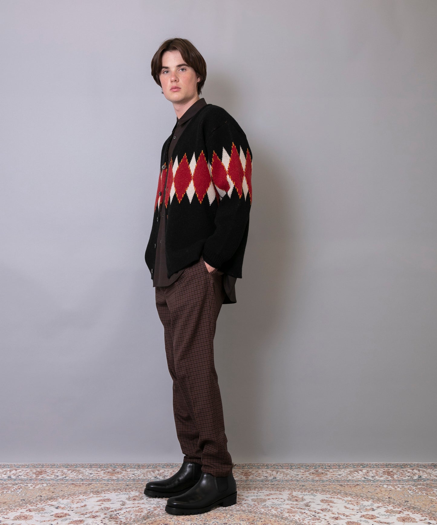C/C 7G Argyle Cardigan Knit
