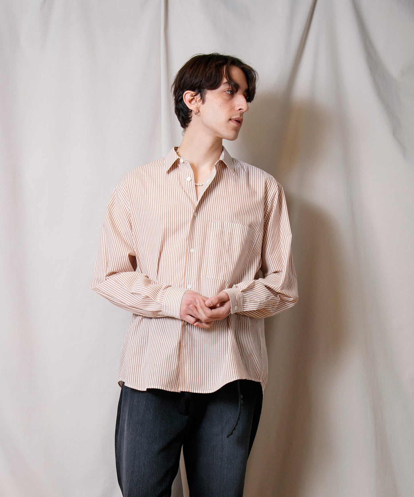 Voil Cotton Round Hem Shirt