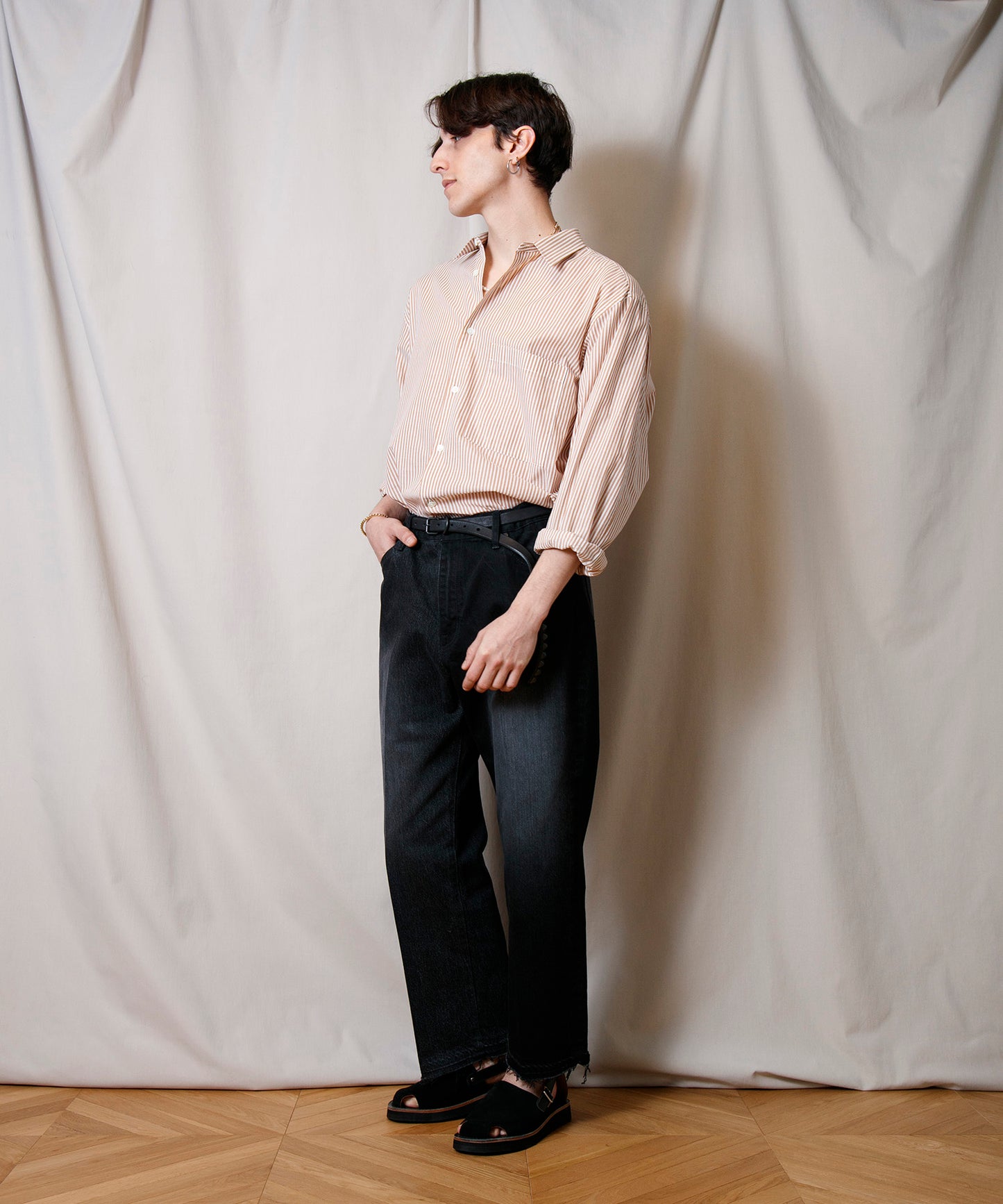 Voil Cotton Round Hem Shirt