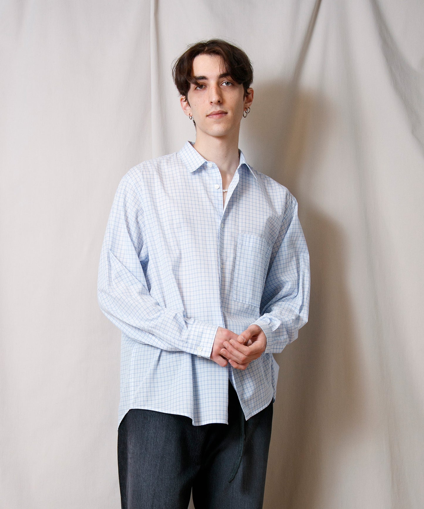 Voil Cotton Round Hem Shirt