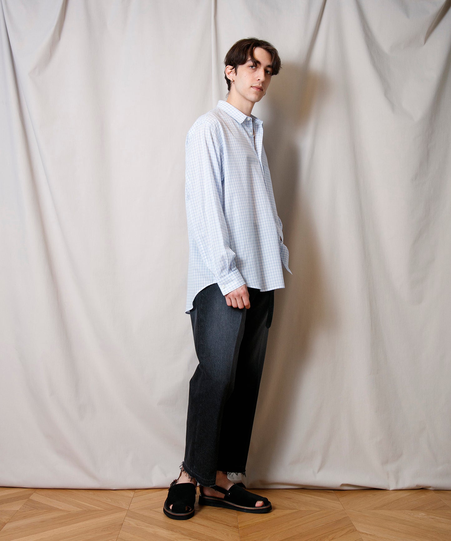 Voil Cotton Round Hem Shirt
