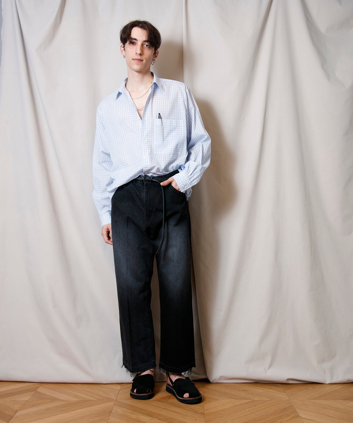Voil Cotton Round Hem Shirt