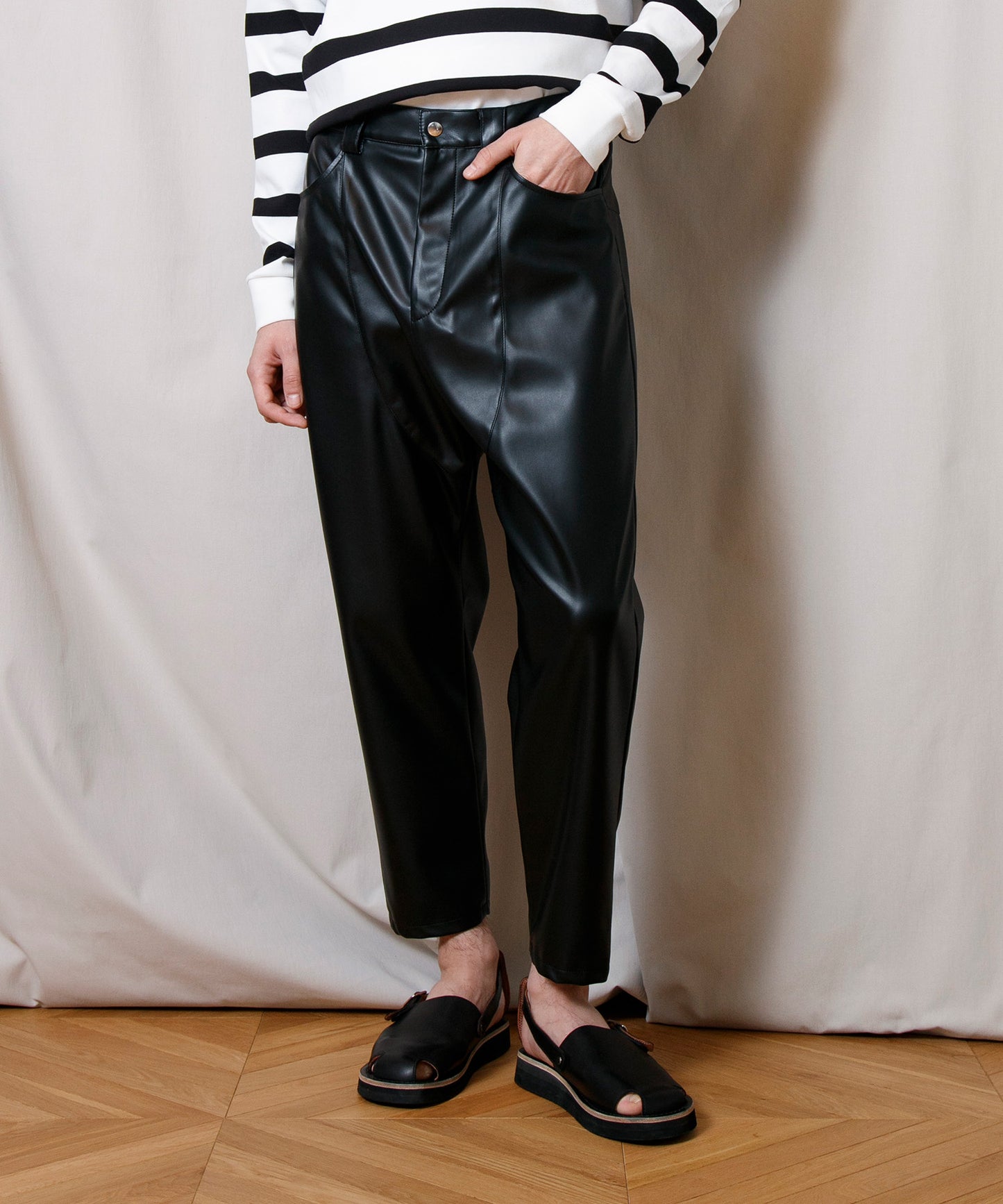 Synthetic Leather Oversized Biker Pants