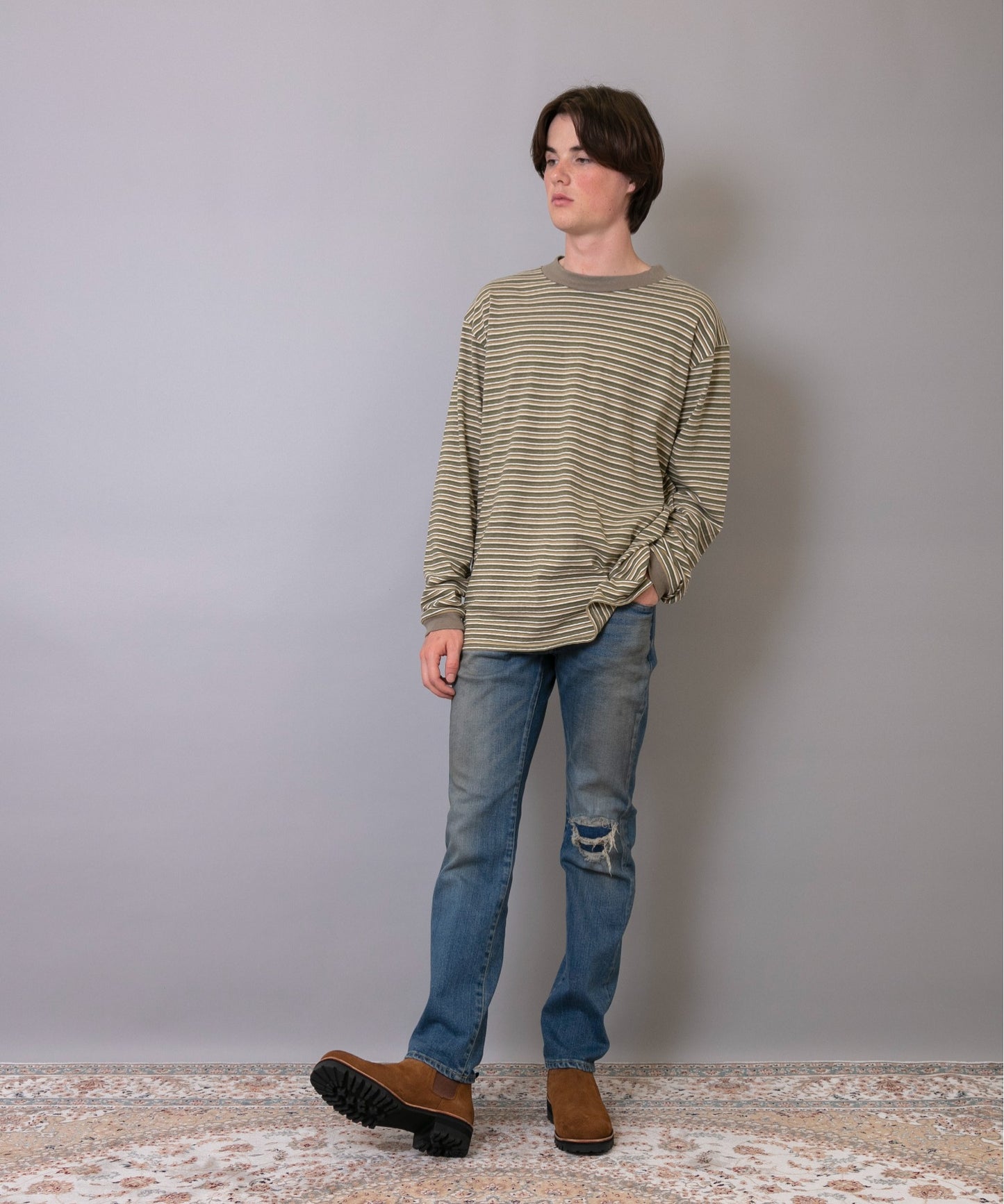 Multi-border Long Sleeves T-shirt