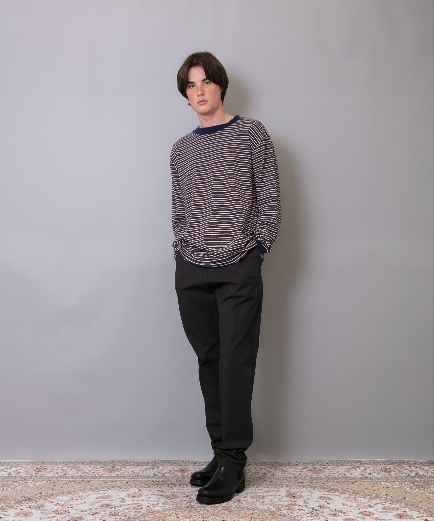 Multi-border Long Sleeves T-shirt