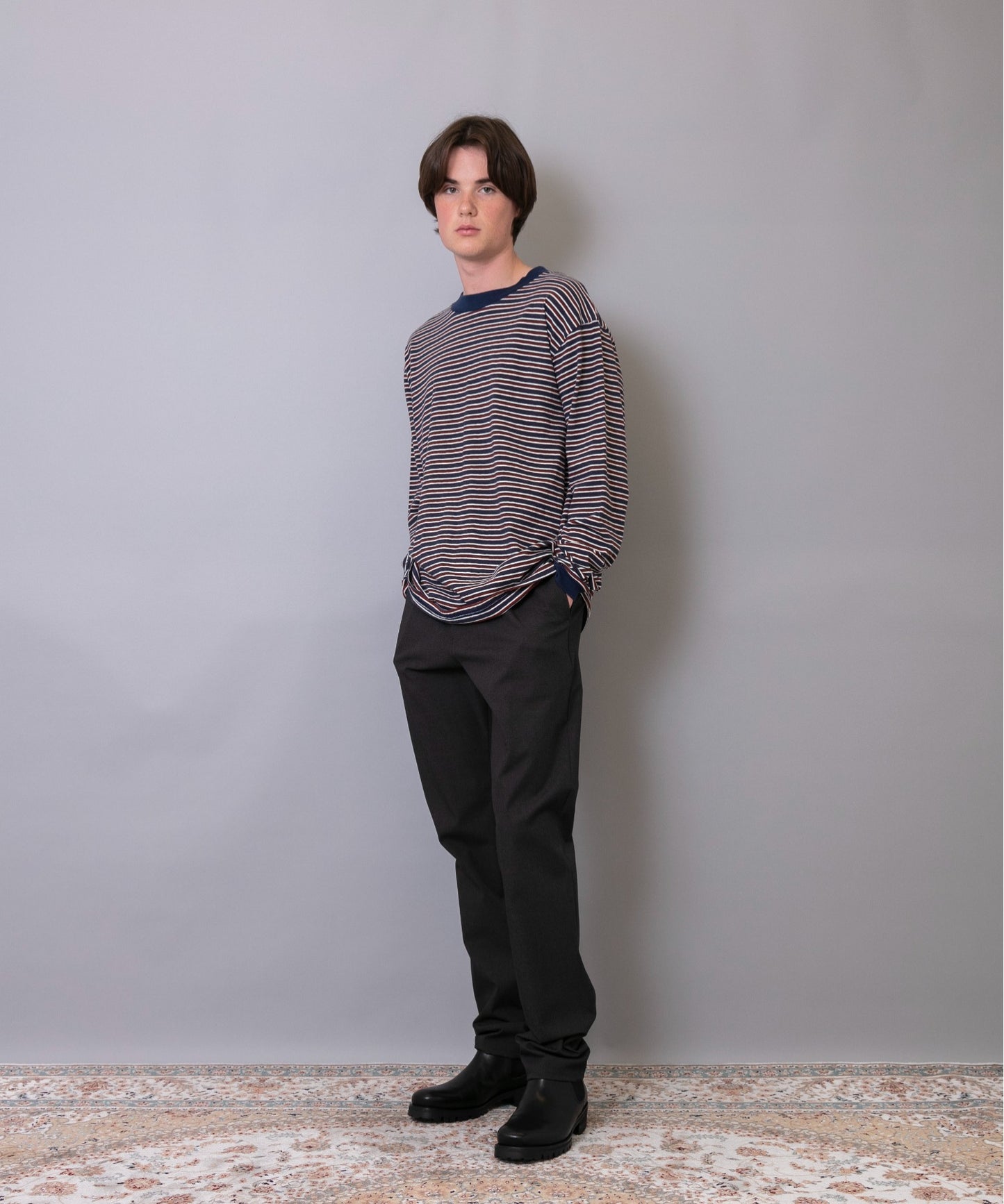 Multi-border Long Sleeves T-shirt