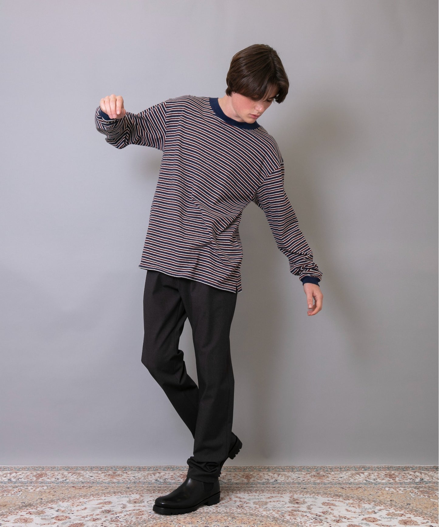 Multi-border Long Sleeves T-shirt
