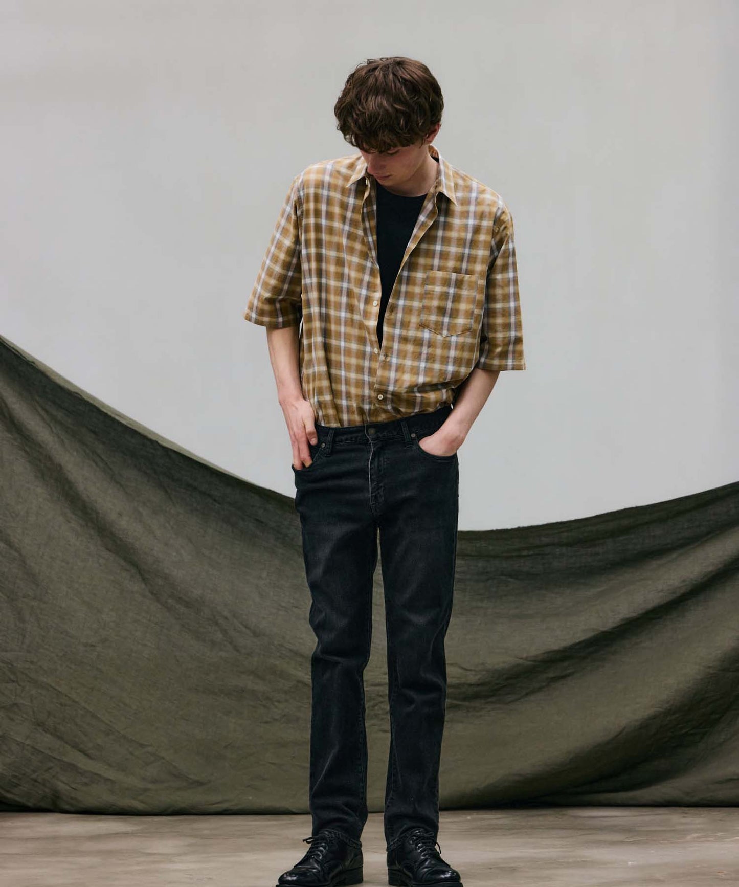 Check Wide Short Sleeve Shirt