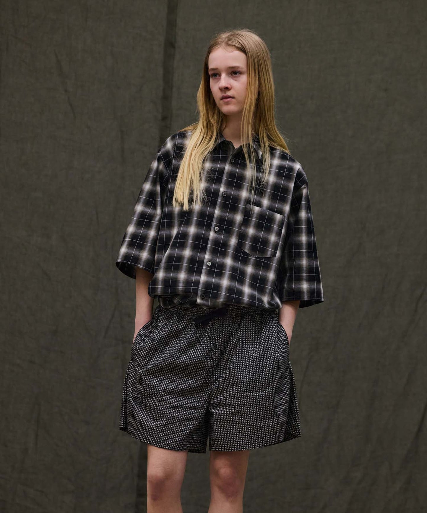 Check Wide Short Sleeve Shirt