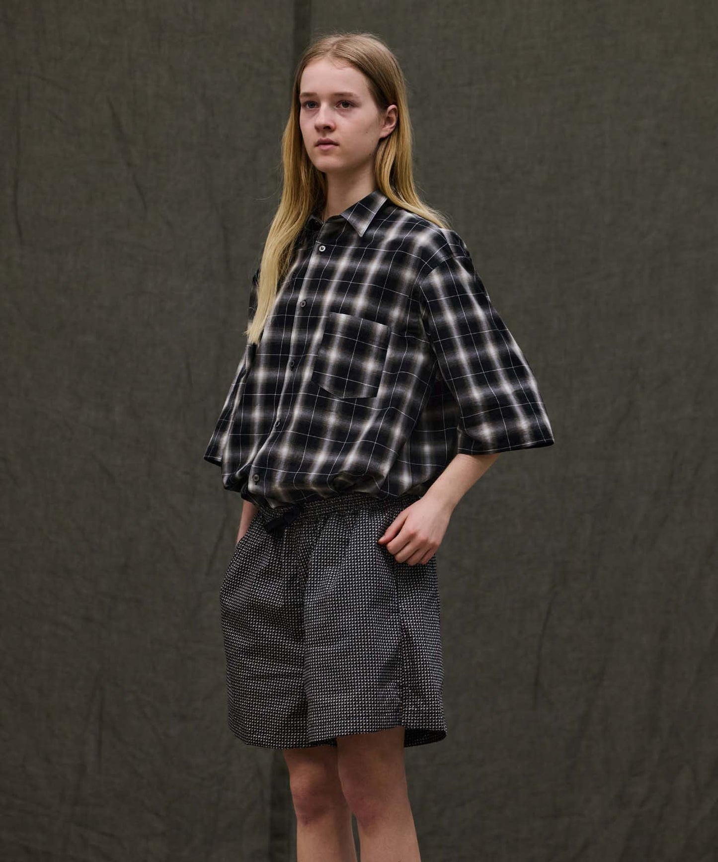 Check Wide Short Sleeve Shirt