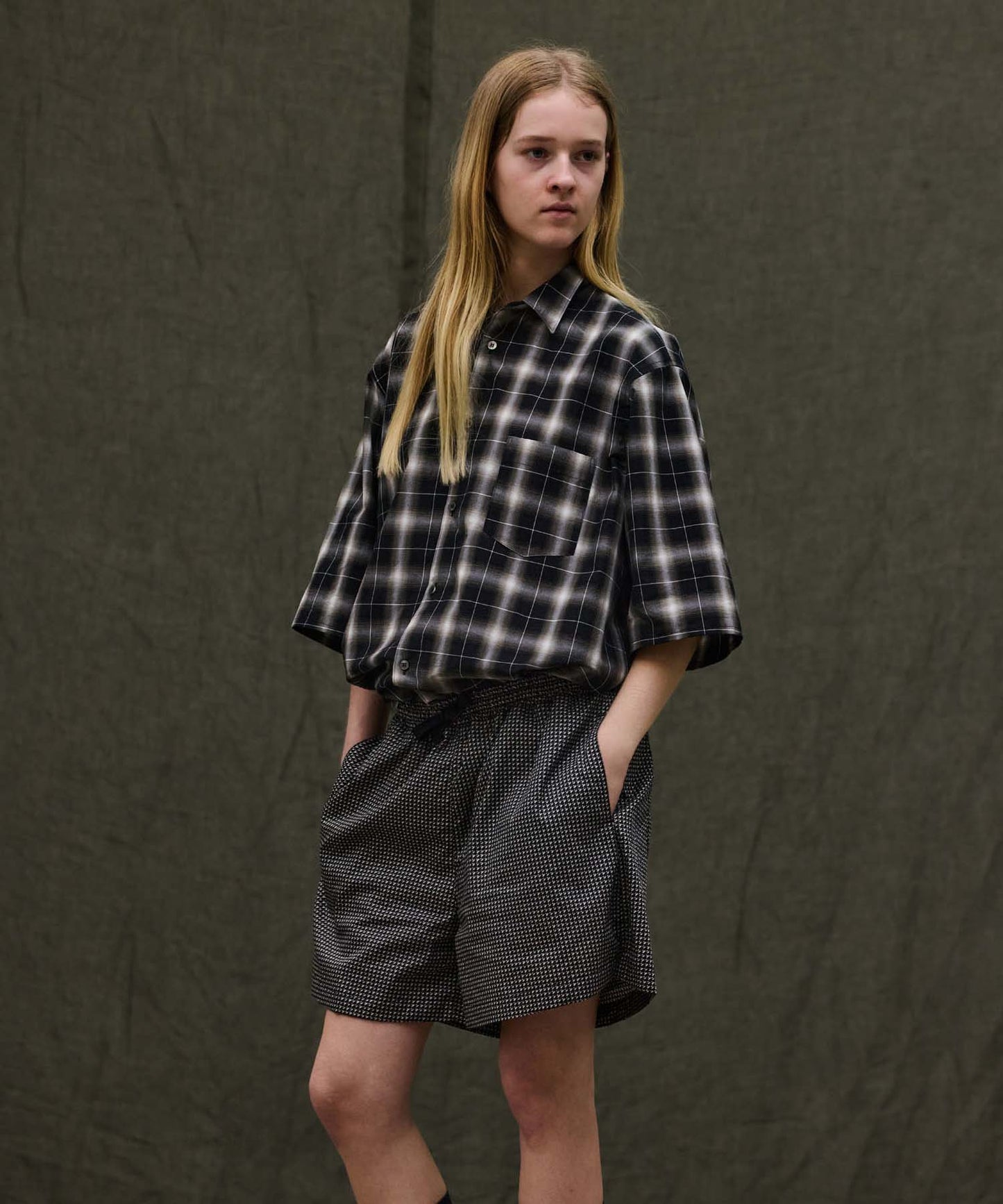 Check Wide Short Sleeve Shirt