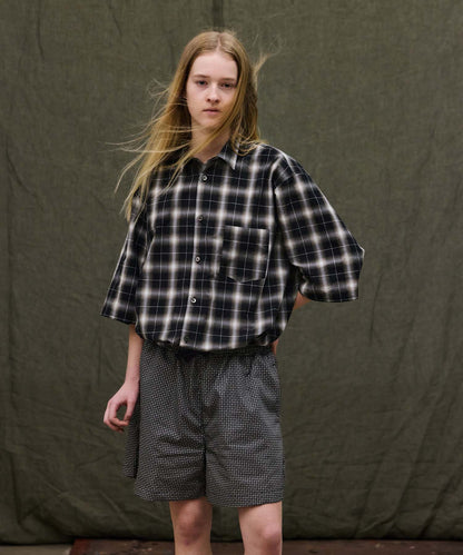Check Wide Short Sleeve Shirt