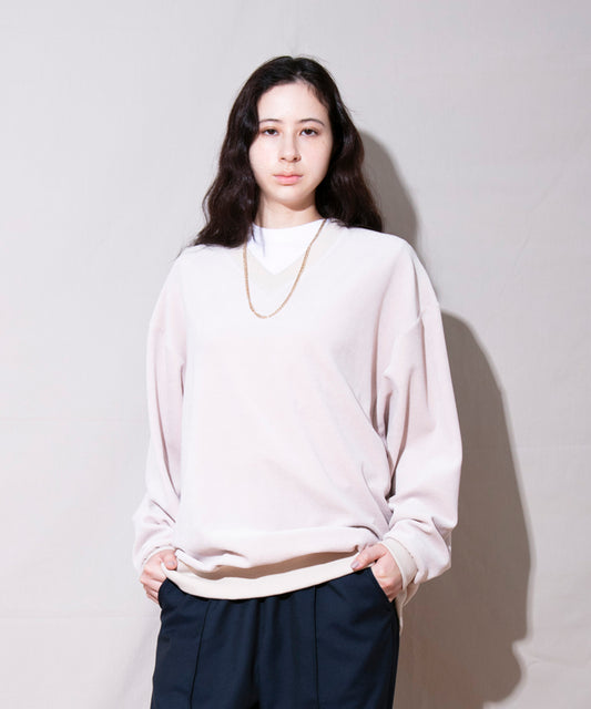 Heavy velor V-neck L/S