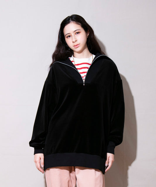 Heavy velor ZIP Hi-neck L/S