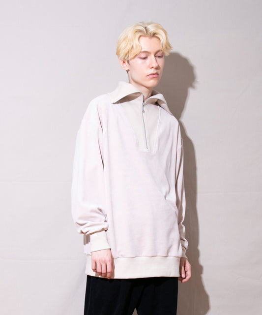 Heavy velor ZIP Hi-neck L/S