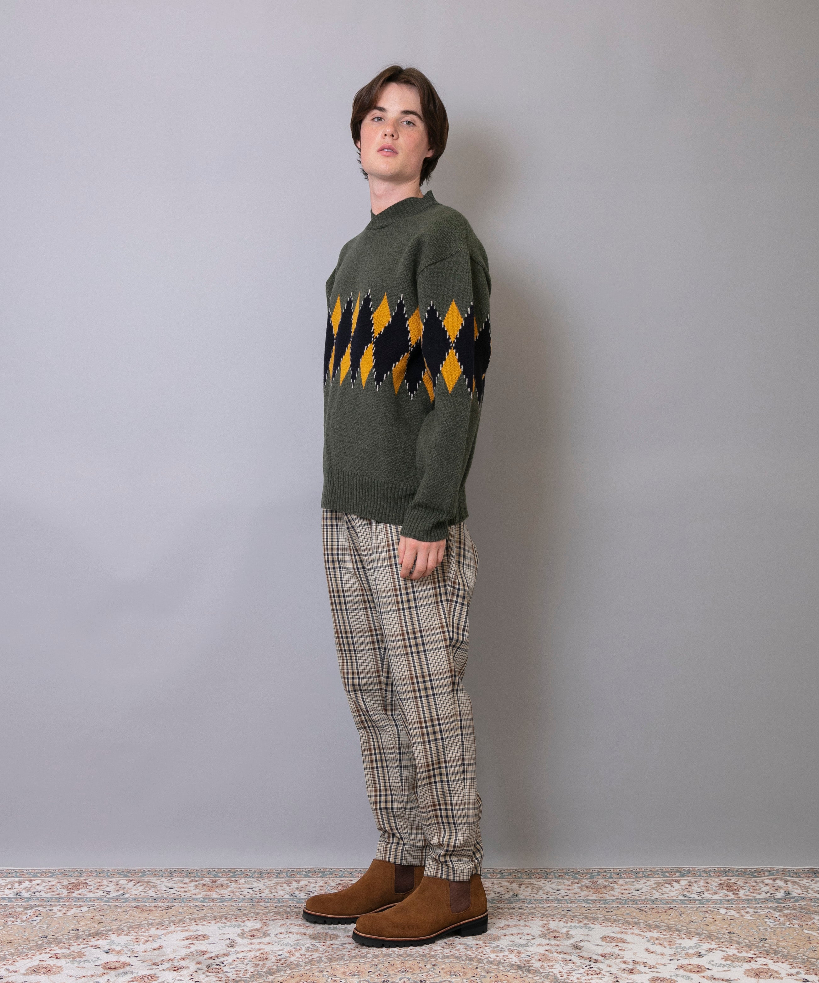 C/C 7G Argyle V-neck Knit