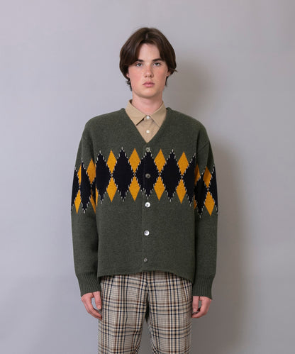 C/C 7G Argyle Cardigan Knit
