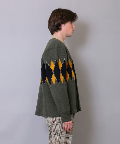 C/C 7G Argyle Cardigan Knit