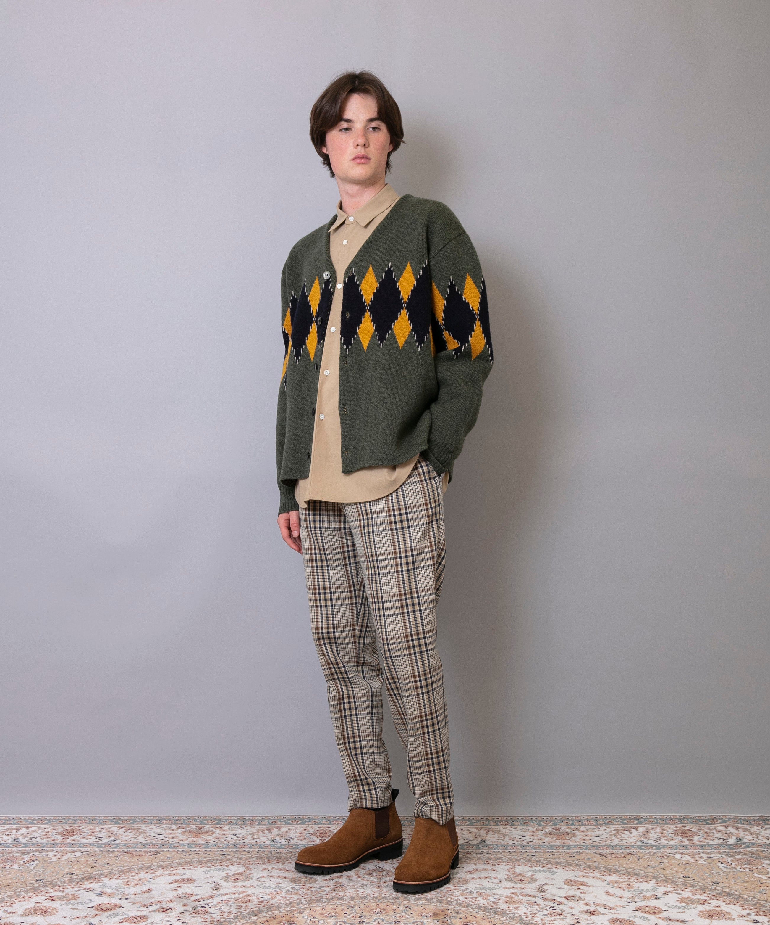 C/C 7G Argyle Cardigan Knit – FACTOTUM