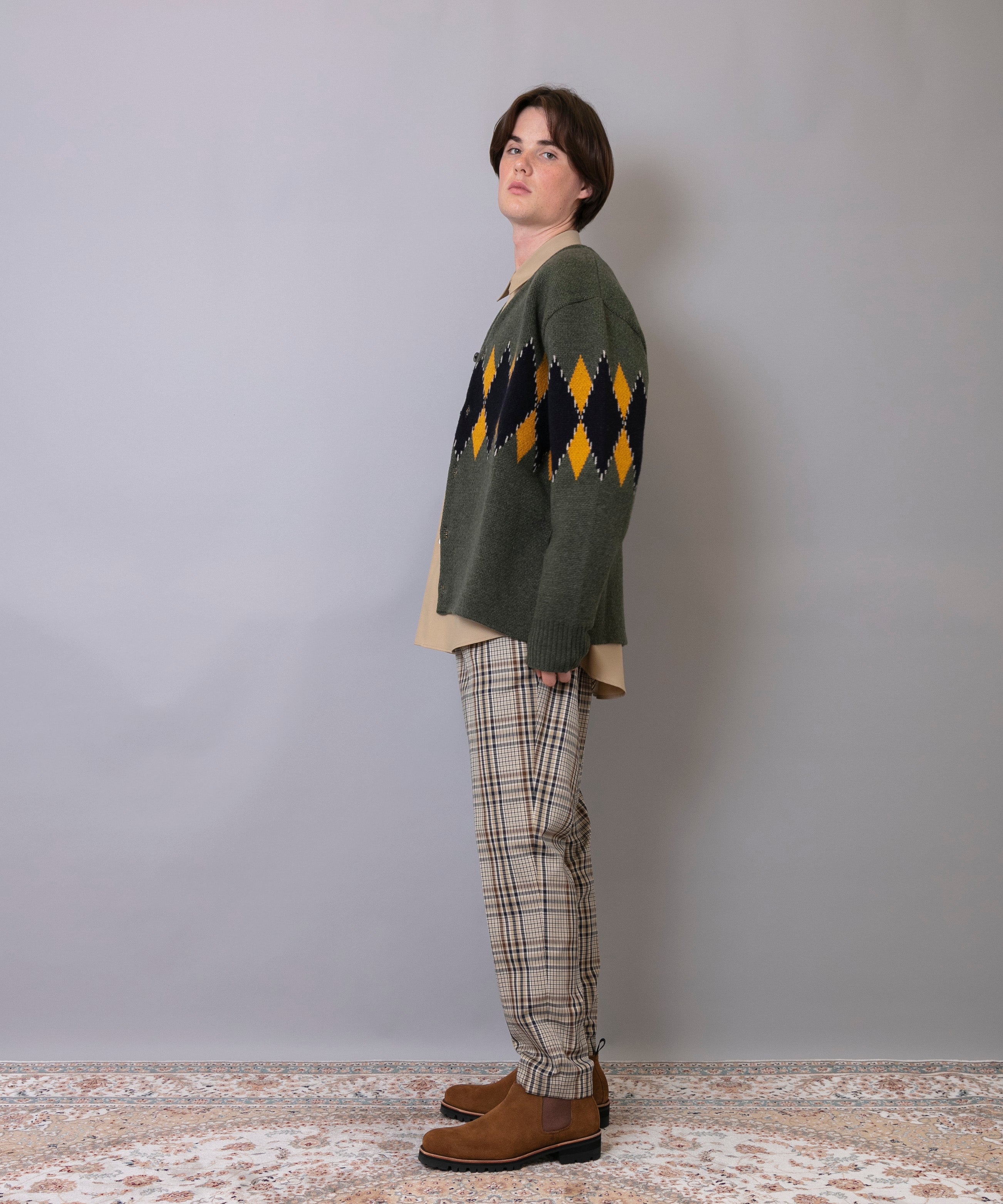 C/C 7G Argyle Cardigan Knit