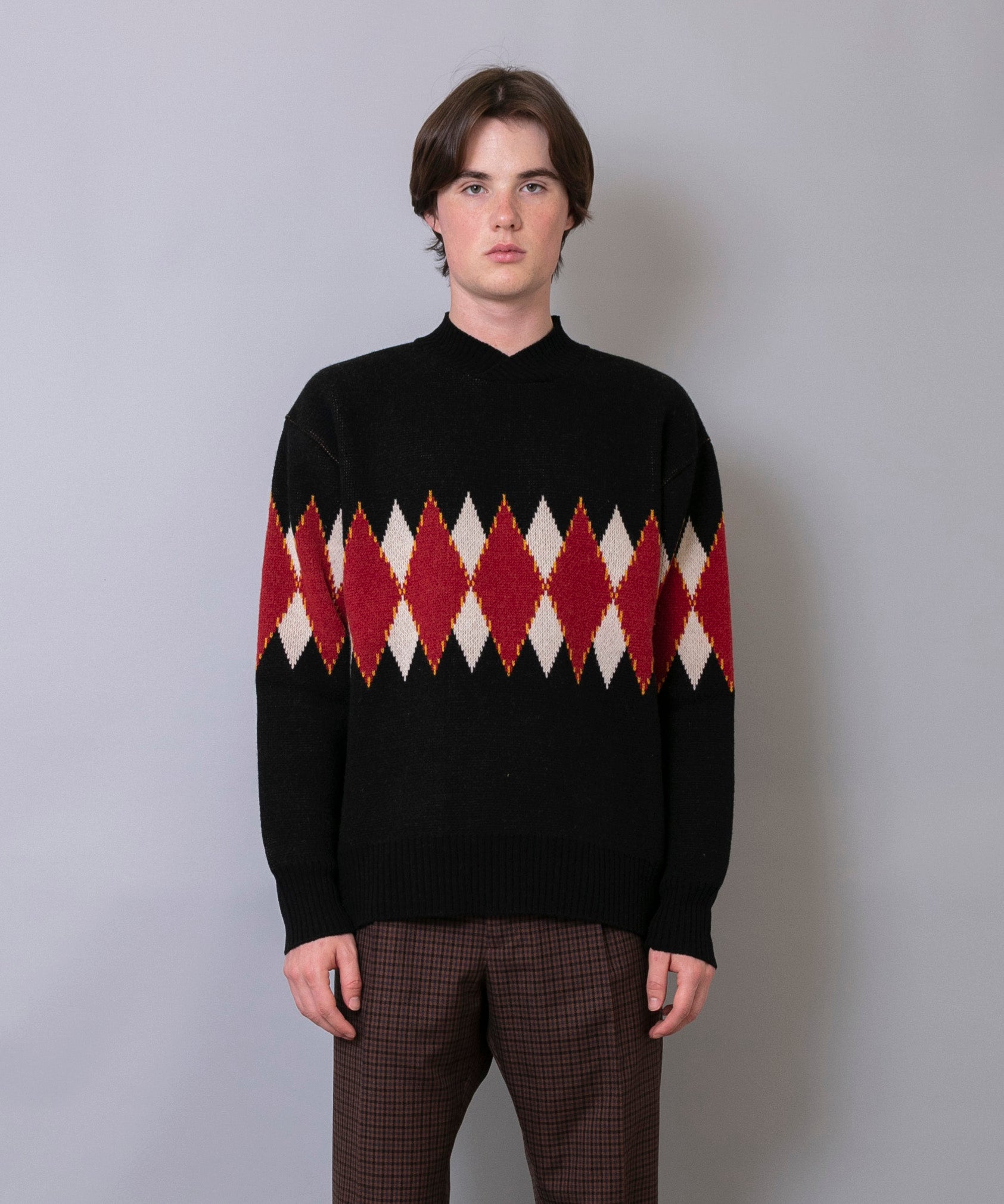 C/C 7G Argyle V-neck Knit