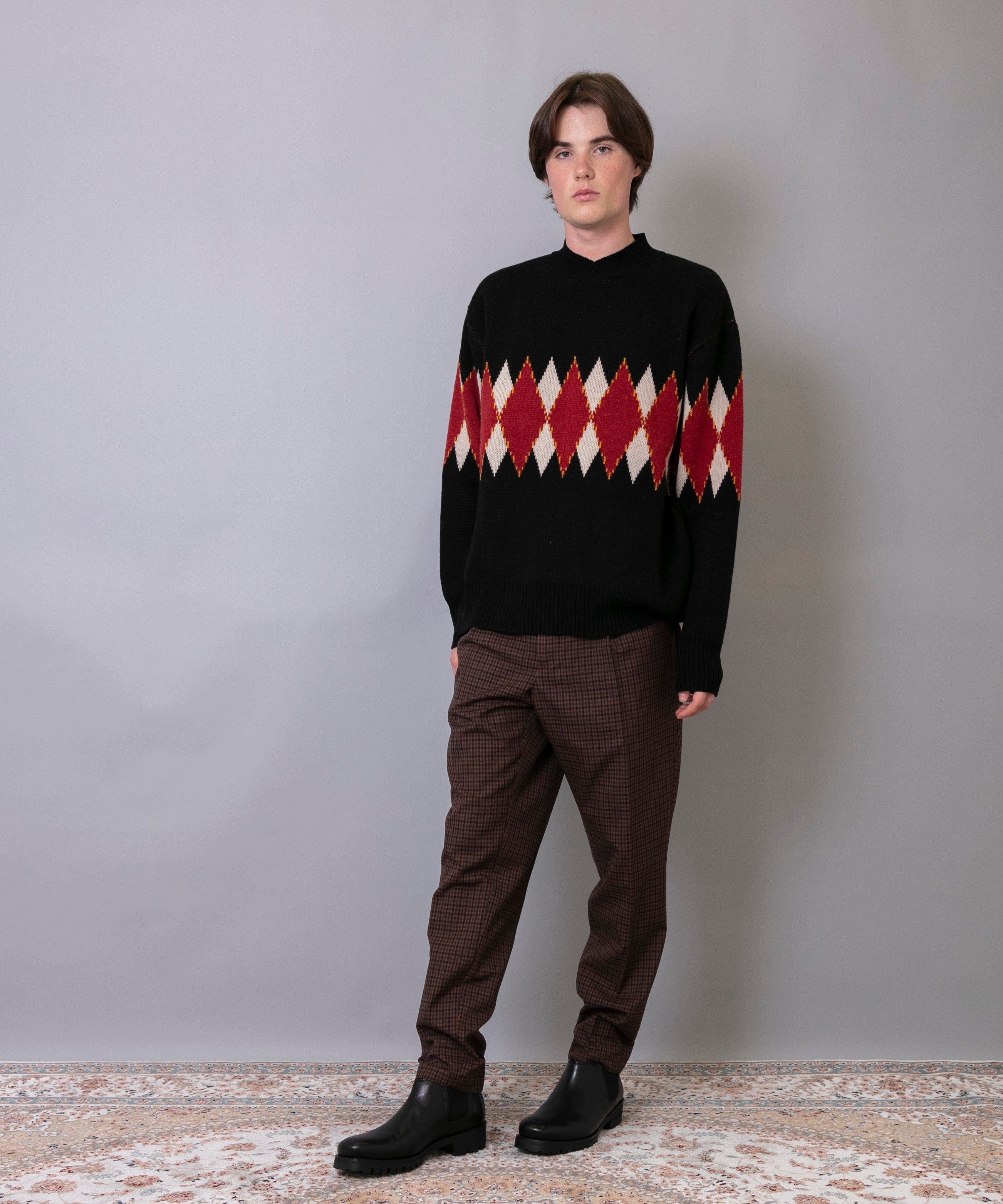 C/C 7G Argyle V-neck Knit – FACTOTUM